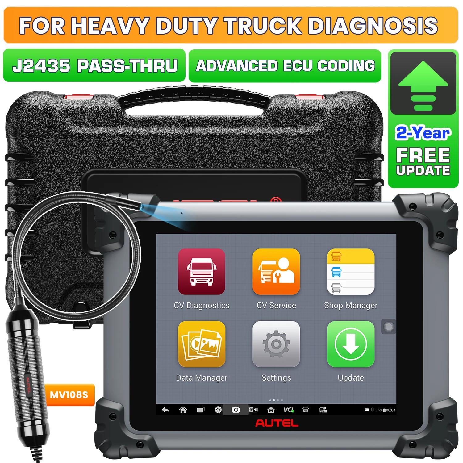 Autel Maxisys MS908CV 2023 Diagnostic Scanner For Heavy Duty Truck/ Semi Truck/ Commercial Cars, ECU Coding, Diesel Scanner for Commercial Vehicles With J2534 ECU Programming Tool - Image 8