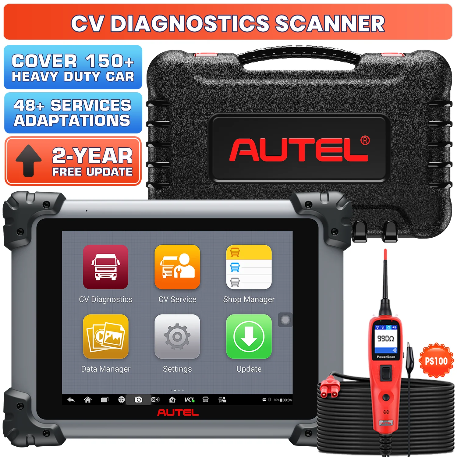 Autel Maxisys MS908CV 2023 Diagnostic Scanner For Heavy Duty Truck/ Semi Truck/ Commercial Cars, ECU Coding, Diesel Scanner for Commercial Vehicles With J2534 ECU Programming Tool - Image 9