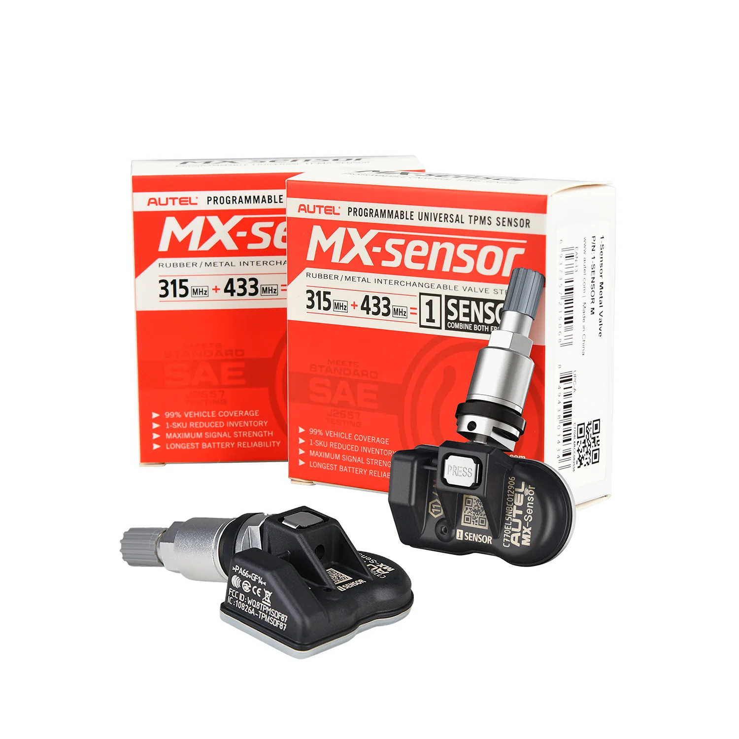 Autel MX-Sensor 20 Pack 1-Sensor 2 in 1 (315MHz + 433MHz) 100% Cloneable TPMS Programmable Sensors (Metal Version) - Image 8