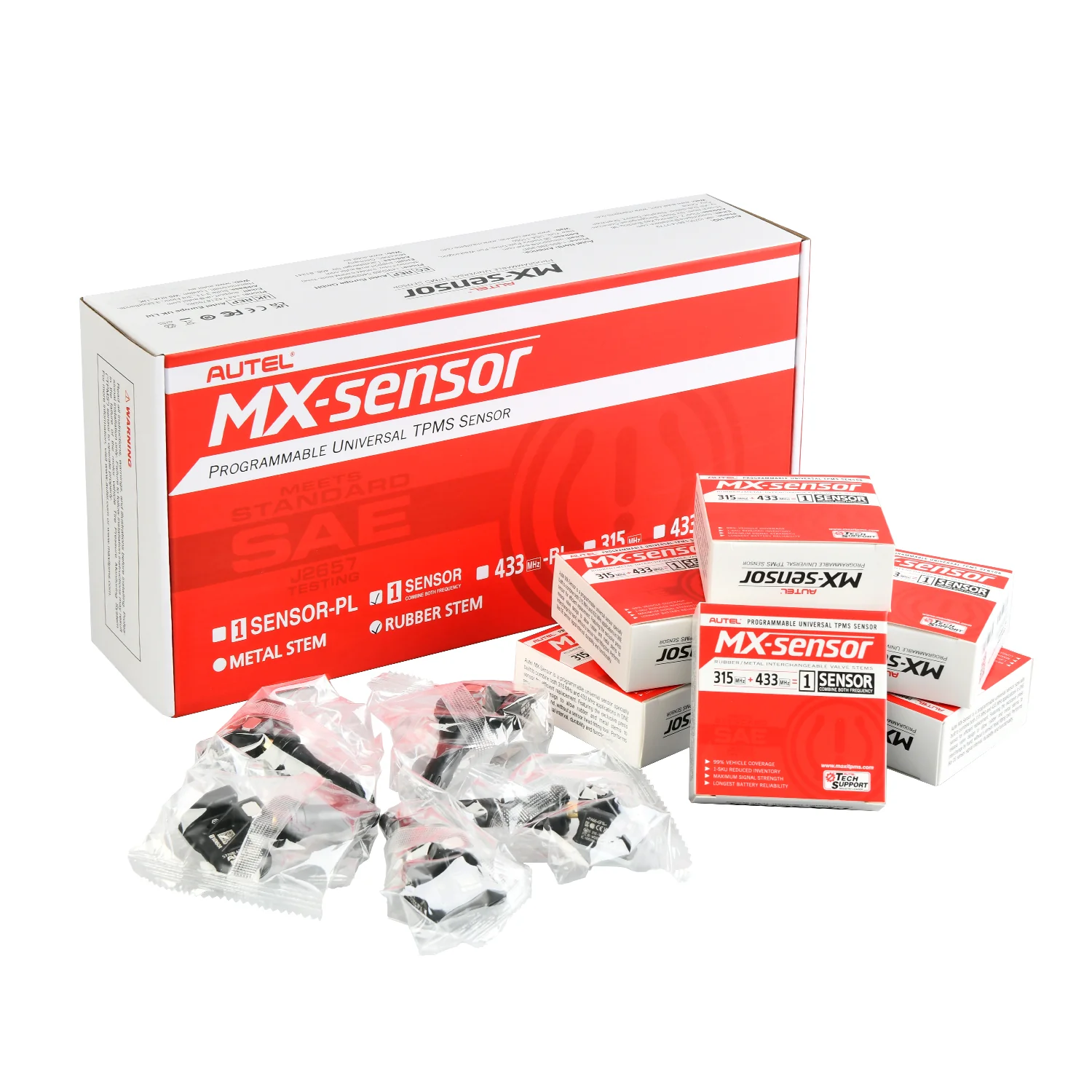 Autel MX-Sensor 20 Pack 1-Sensor 2 in 1  (315MHz + 433MHz) 100% Cloneable TPMS Programmable Sensors (Rubber Version) - Image 7