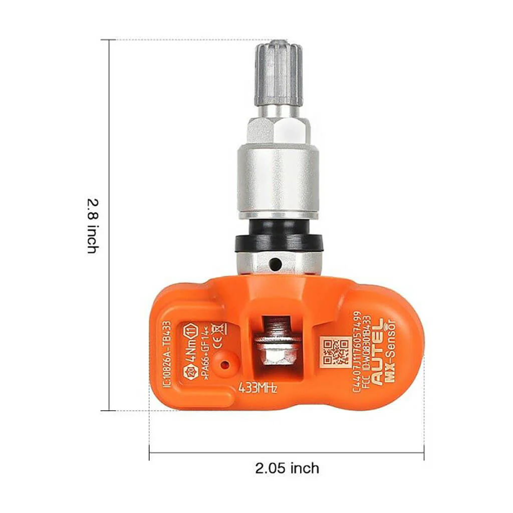 Autel MX-Sensor 4PCS 433Mhz Programmable Universal Metal Stem Car TPMS Tire Pressure Sensor - Image 2