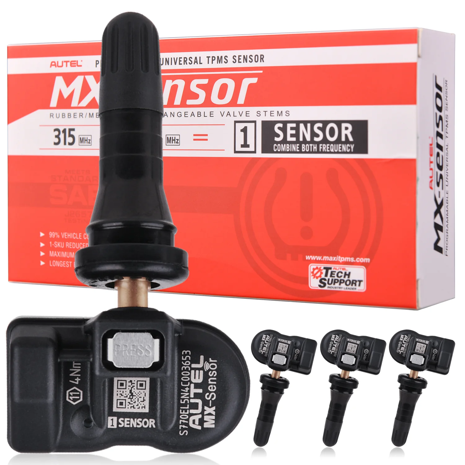 Autel 1-Sensor 2 in 1 MX-Sensor (315MHz + 433MHz) 100% Cloneable TPMS Programmable Sensors (Rubber Version) - Image 5