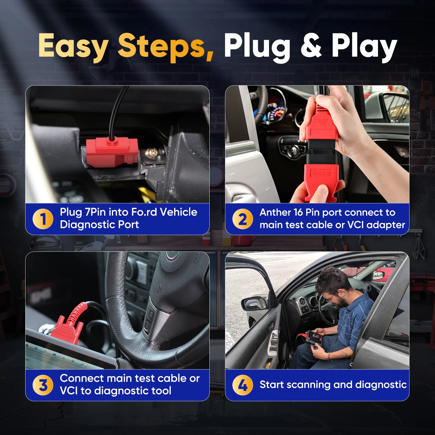 Autel 7 Pin OBD1 to 16 Pin OBD2 Adapter Cable for Ford Vehicles, Diagnostic Connector Compatible with Scan Tools - Image 4