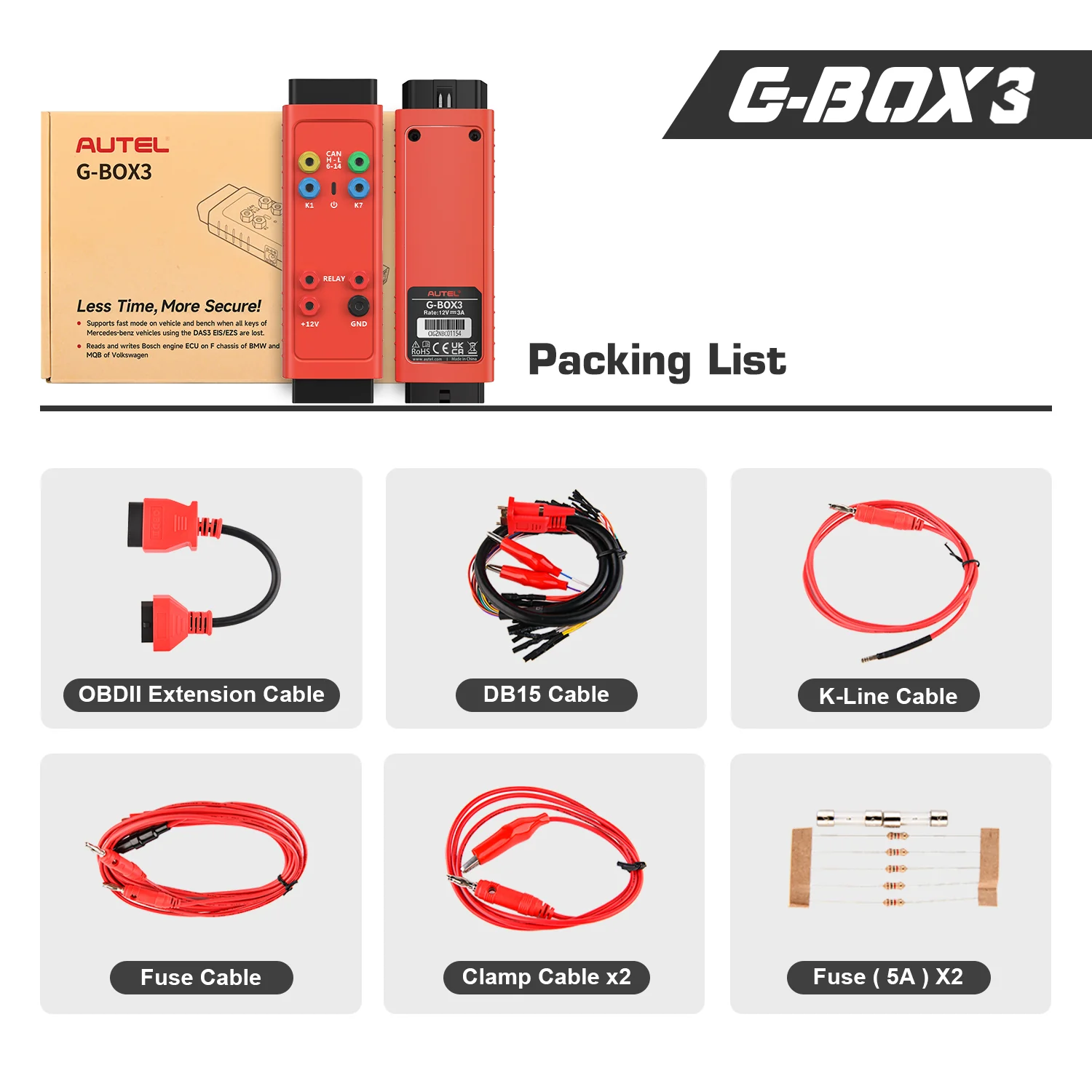 Autel G-BOX3 Key Programming Adapter For Mercedes And BMW Vehicles, Writing Boot Mode Bench Method, Works with MaxiIM IM508(S) + XP400 Pro, IM608 PRO II, IM608S II, Upgraded of Gbox2 - Image 5