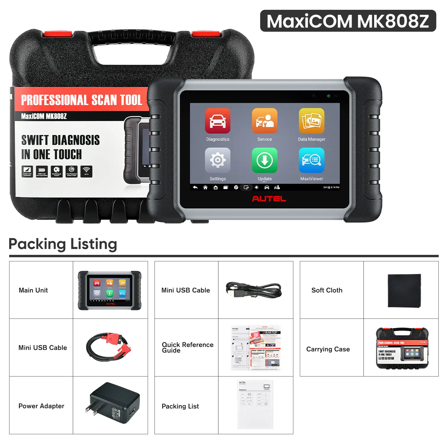 Autel MaxiCOM MK808S MK808Z 2026 Bi-directional Scanner, 28+ Services, Active Test, All System Diagnostic, Injector Coding, Upgraded of MX808/MK808, Same as Autel MK808S MX808S - Image 7