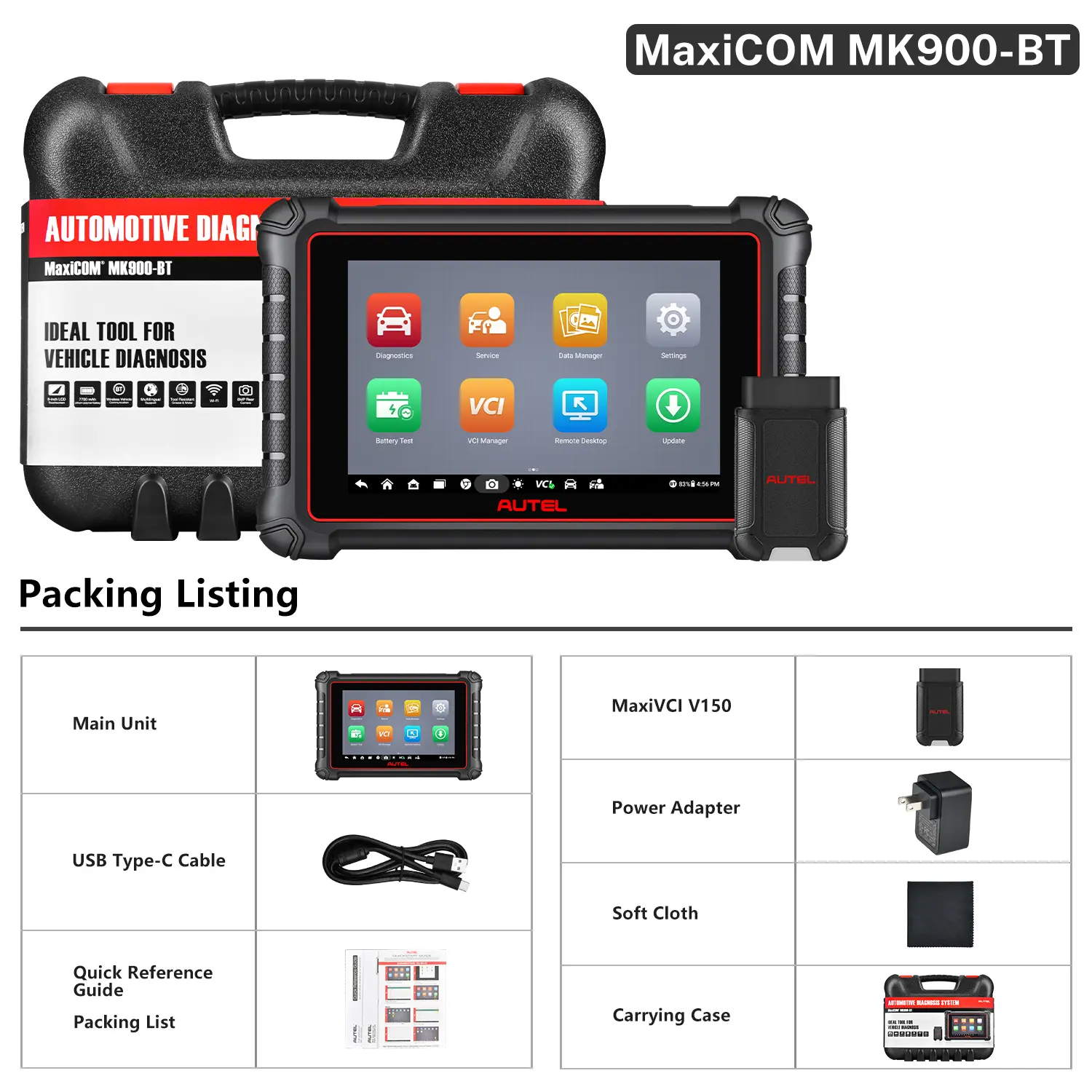 Autel MaxiCOM MK900BT MK900-BT Diagnostic Scanner 2026, Bi Directional Control, 10000+ Vehicles, DoIP/CAN FD, Pre & Post Scan, Upgraded Ver. of Autel MK900 MK808BT MX808 - Image 8