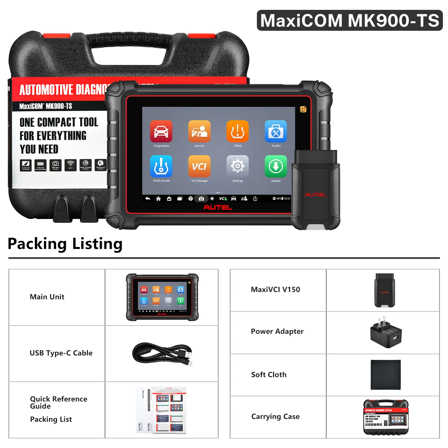 Autel MaxiCOM MK900TS MK900-TS Diagnostic Scanner, Upgraded Ver. of MX808S-TS/MK808TS/TS900, Bi Directional Control, 10000+ Vehicles, DoIP/CAN FD Protocol, Pre & Post Scan - Image 8