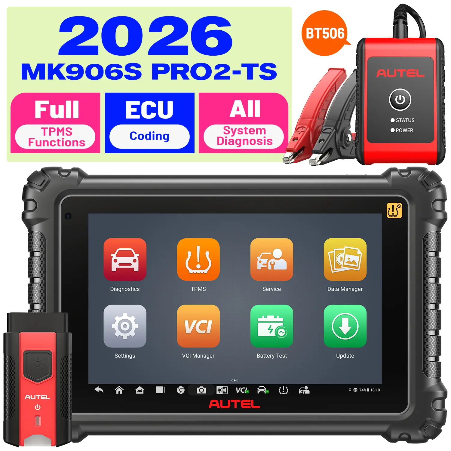 Autel MaxiCOM MK906S Pro2-TS MK906 Pro2-TS 2026 Newest Diagnostic Scanner, Support MX-Sensor BLE-A001, Full TPMS Functions, ECU Coding, VAG Guided Functions, Active Test, 36+ Services, Upgrade Ver. OF MK906S PRO-TS/ MS906 PRO/ MS906TS - Image 10