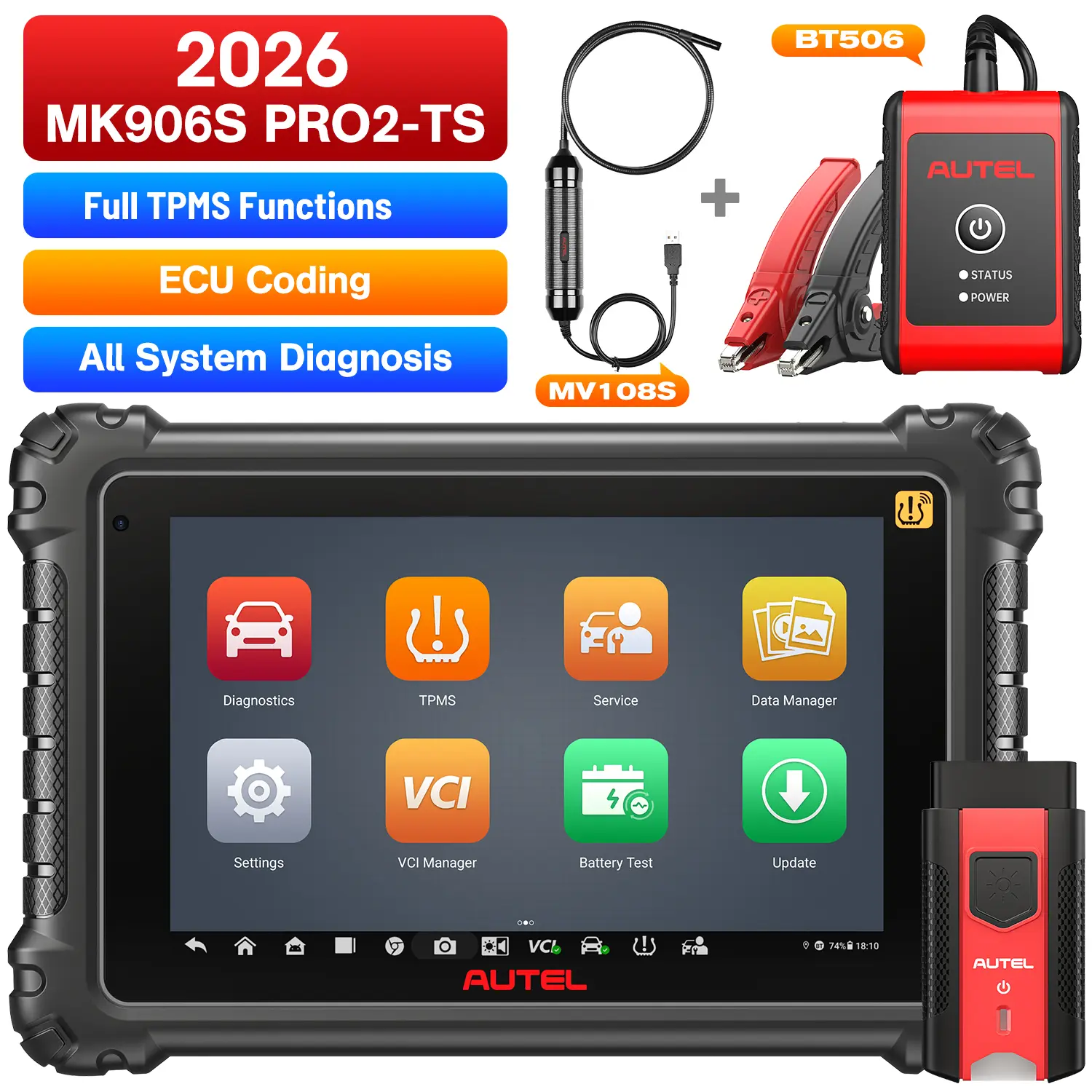 Autel MaxiCOM MK906S Pro2-TS MK906 Pro2-TS 2026 Newest Diagnostic Scanner, Support MX-Sensor BLE-A001, Full TPMS Functions, ECU Coding, VAG Guided Functions, Active Test, 36+ Services, Upgrade Ver. OF MK906S PRO-TS/ MS906 PRO/ MS906TS - Image 11