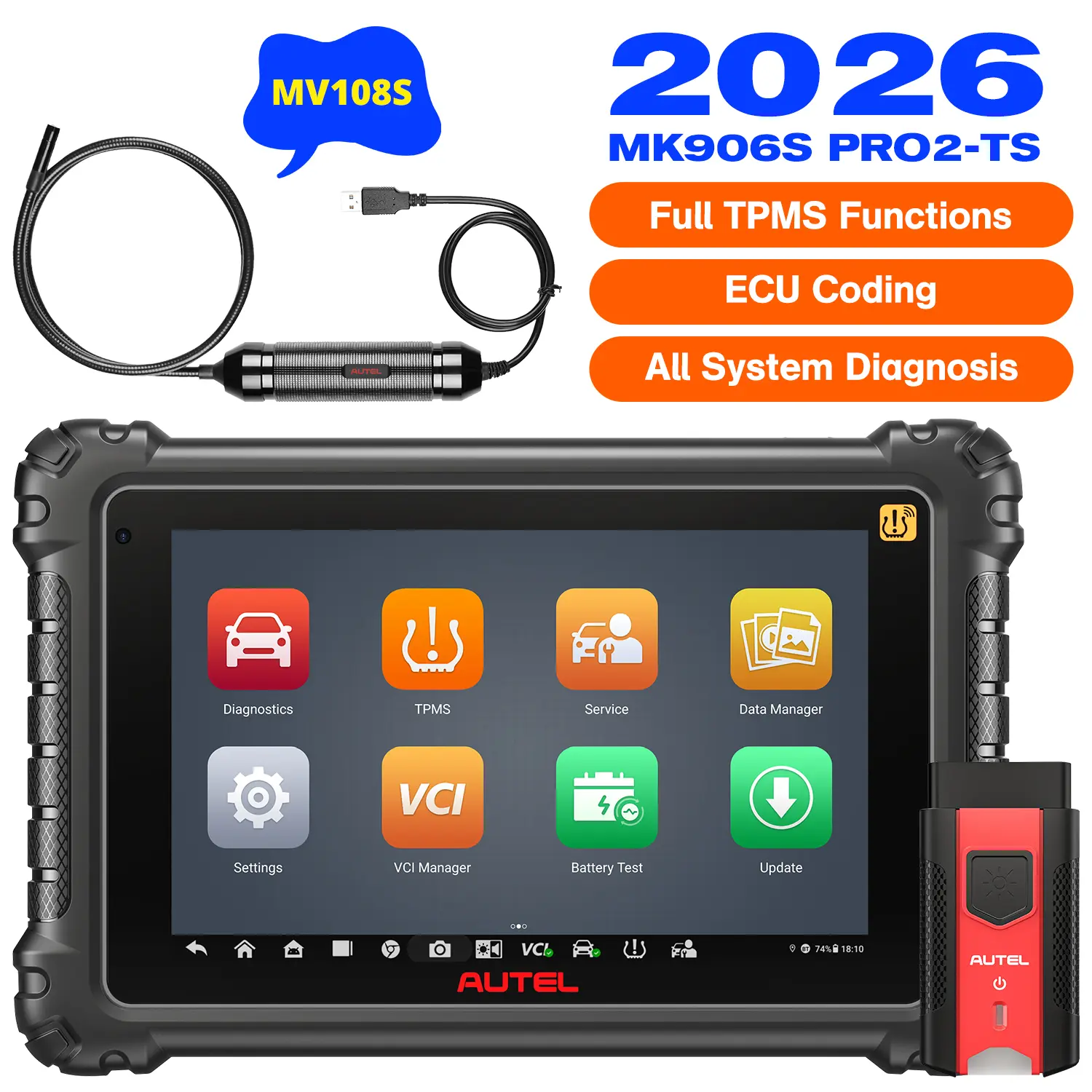 Autel MaxiCOM MK906S Pro2-TS MK906 Pro2-TS 2026 Newest Diagnostic Scanner, Support MX-Sensor BLE-A001, Full TPMS Functions, ECU Coding, VAG Guided Functions, Active Test, 36+ Services, Upgrade Ver. OF MK906S PRO-TS/ MS906 PRO/ MS906TS - Image 9