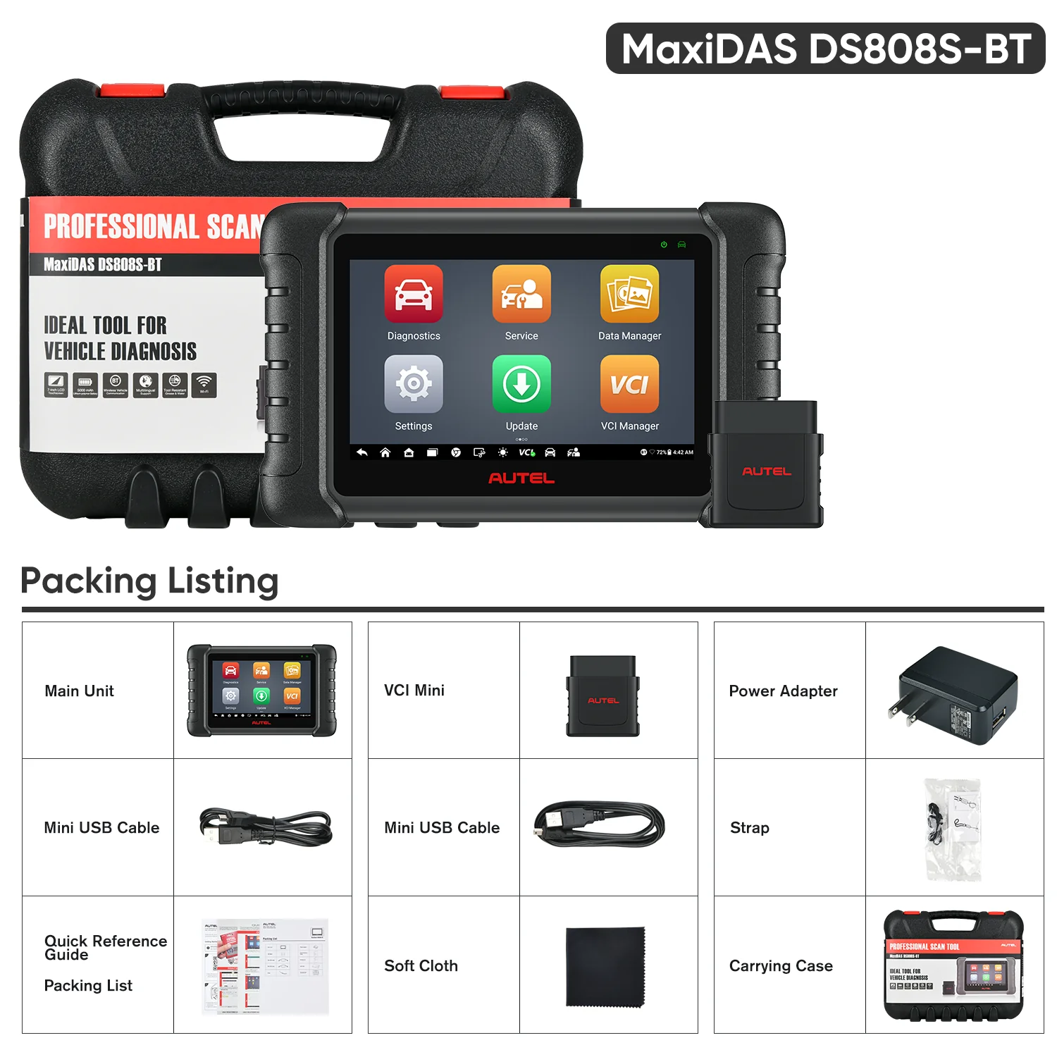 Autel MaxiDAS DS808S-BT 2024 Full System Diagnostic Scanner, Bi-Directional Control/Active Test, ECU Coding, Upgraded Ver. of DS808/MP808, Same As MP808BT Pro - Image 7