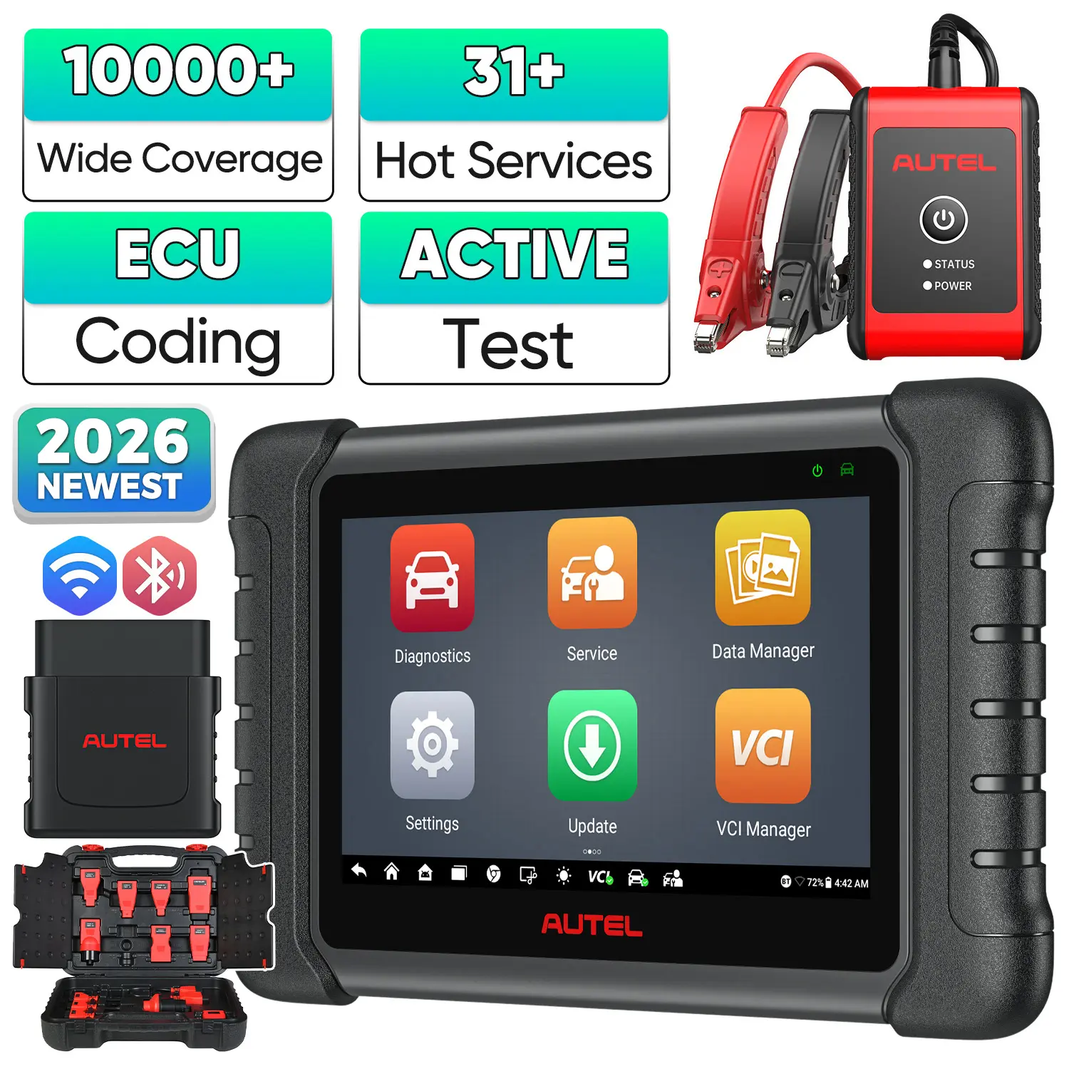 Autel MaxiDAS DS808S-BT KIT Plus 11PCS Adapters, 2026 Full System Diagnostic Scanner, Bi-Directional Control/Active Test, ECU Coding, Upgraded Ver. of DS808/MP808 - Image 8