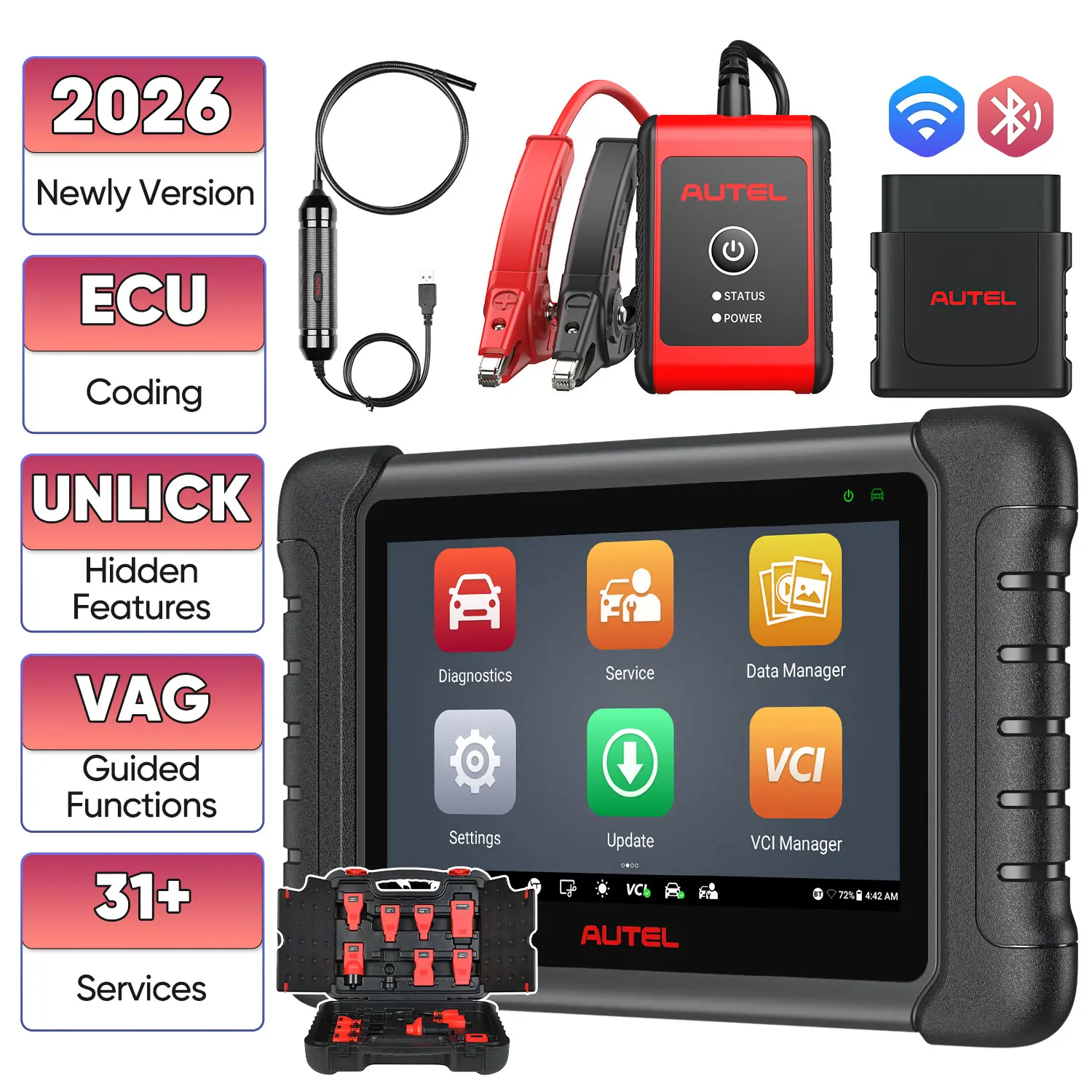 Autel MaxiDAS DS808S-BT KIT Plus 11PCS Adapters, 2026 Full System Diagnostic Scanner, Bi-Directional Control/Active Test, ECU Coding, Upgraded Ver. of DS808/MP808 - Image 9