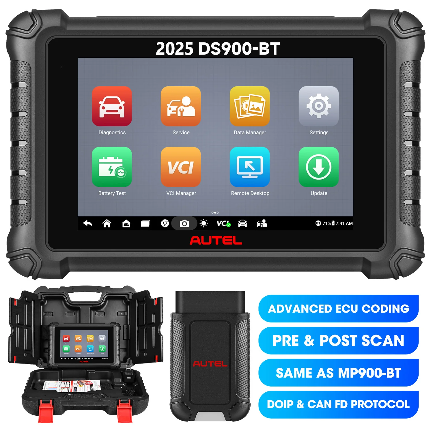 Autel MaxiDAS DS900-BT DS900BT Diagnostic Scanner Newly Released, Android 11 ECU Coding, Upgrade of DS900/ DS808S /MP808S, Full Bidirectional, 40+ Services, OE Full System OBD2 Scanner, FCA AutoAuth - Image 14