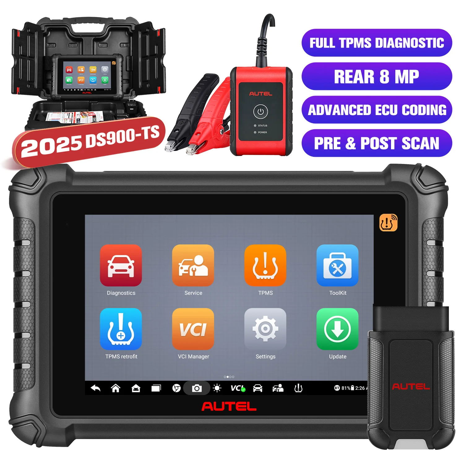 Autel MaxiDAS DS900-TS DS900TS Diagnostic Scanner Newly Released,  DoIP & CAN FD, Full TPMS as MS906 Pro-TS, Advanced ECU Coding, 40+ Service, Bi-Directional Control, OE All System - Image 10