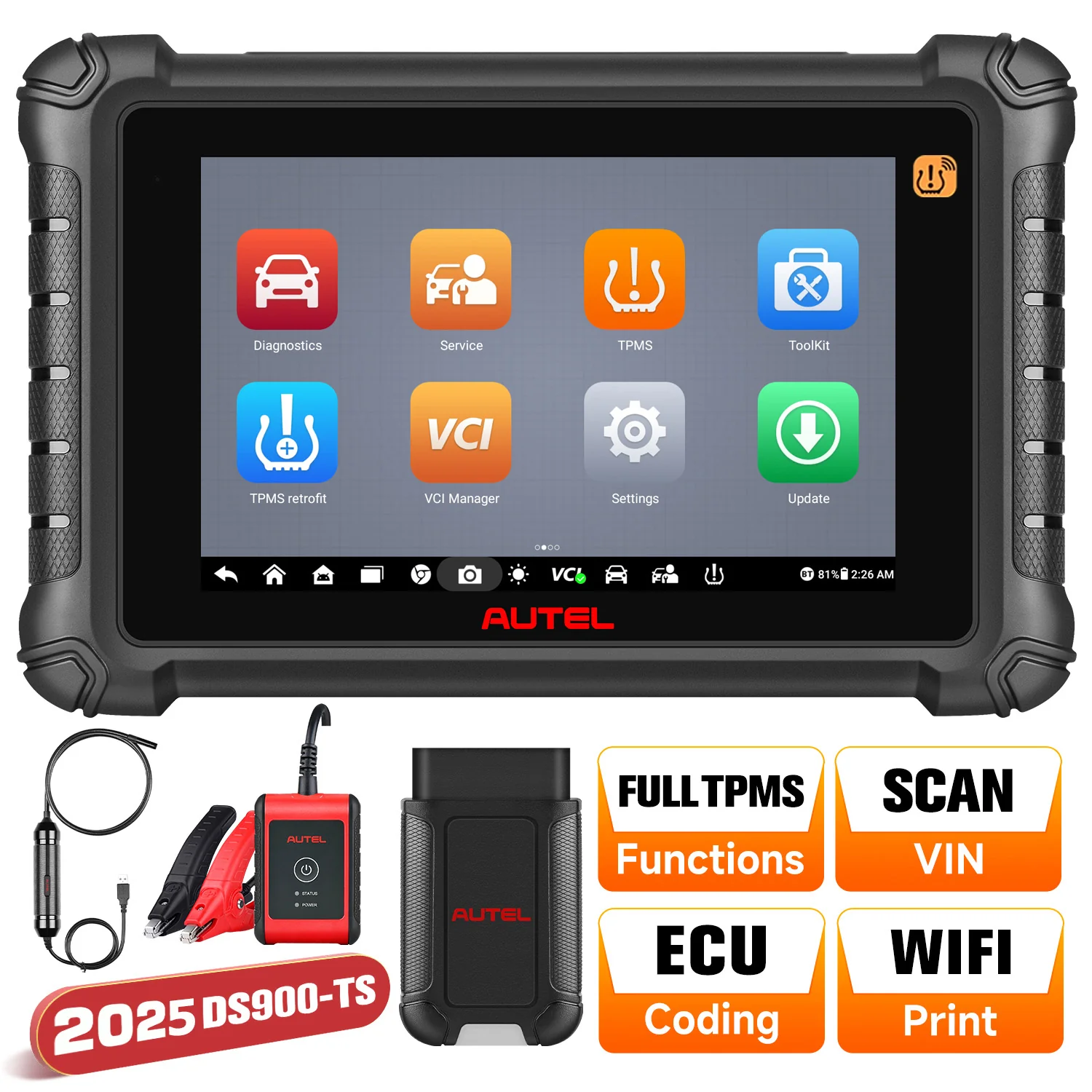 Autel MaxiDAS DS900-TS DS900TS Diagnostic Scanner Newly Released,  DoIP & CAN FD, Full TPMS as MS906 Pro-TS, Advanced ECU Coding, 40+ Service, Bi-Directional Control, OE All System - Image 11