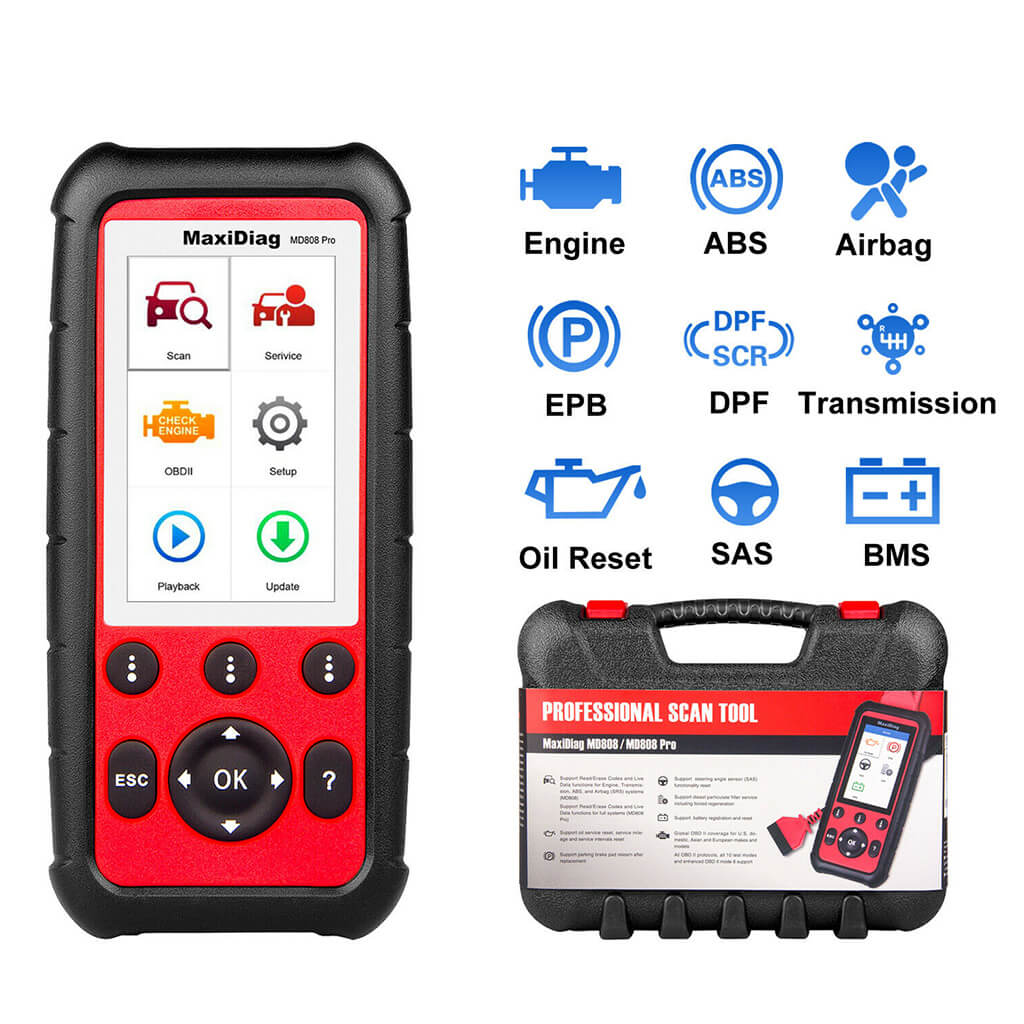 Autel MaxiDiag MD808 Pro All system OBD2 Diagnostic Scanner (Combination MaxiCheck Pro and MD802) - Image 3
