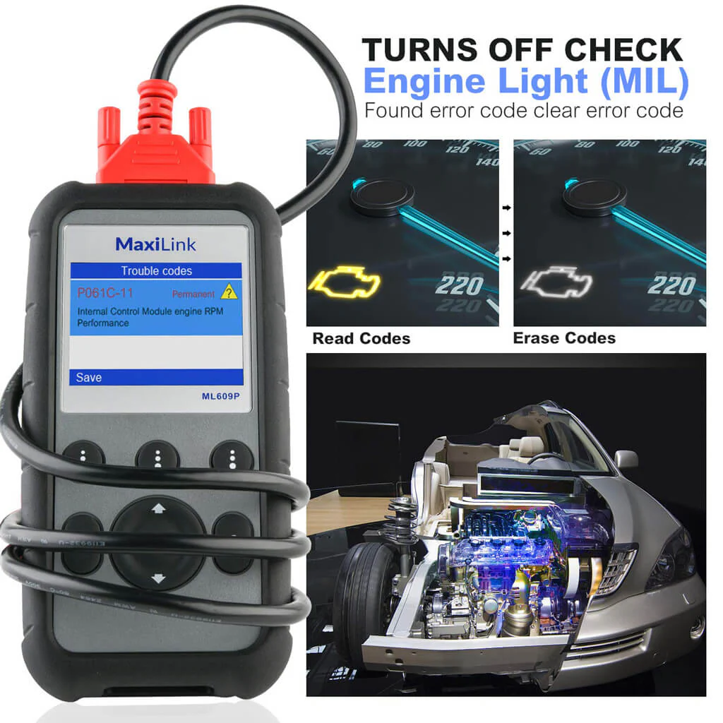 Autel MaxiLink ML609P ABS/SRS + CAN OBDII Scanner Read & Clear Fault Codes Turn Off Warning Light - Image 3