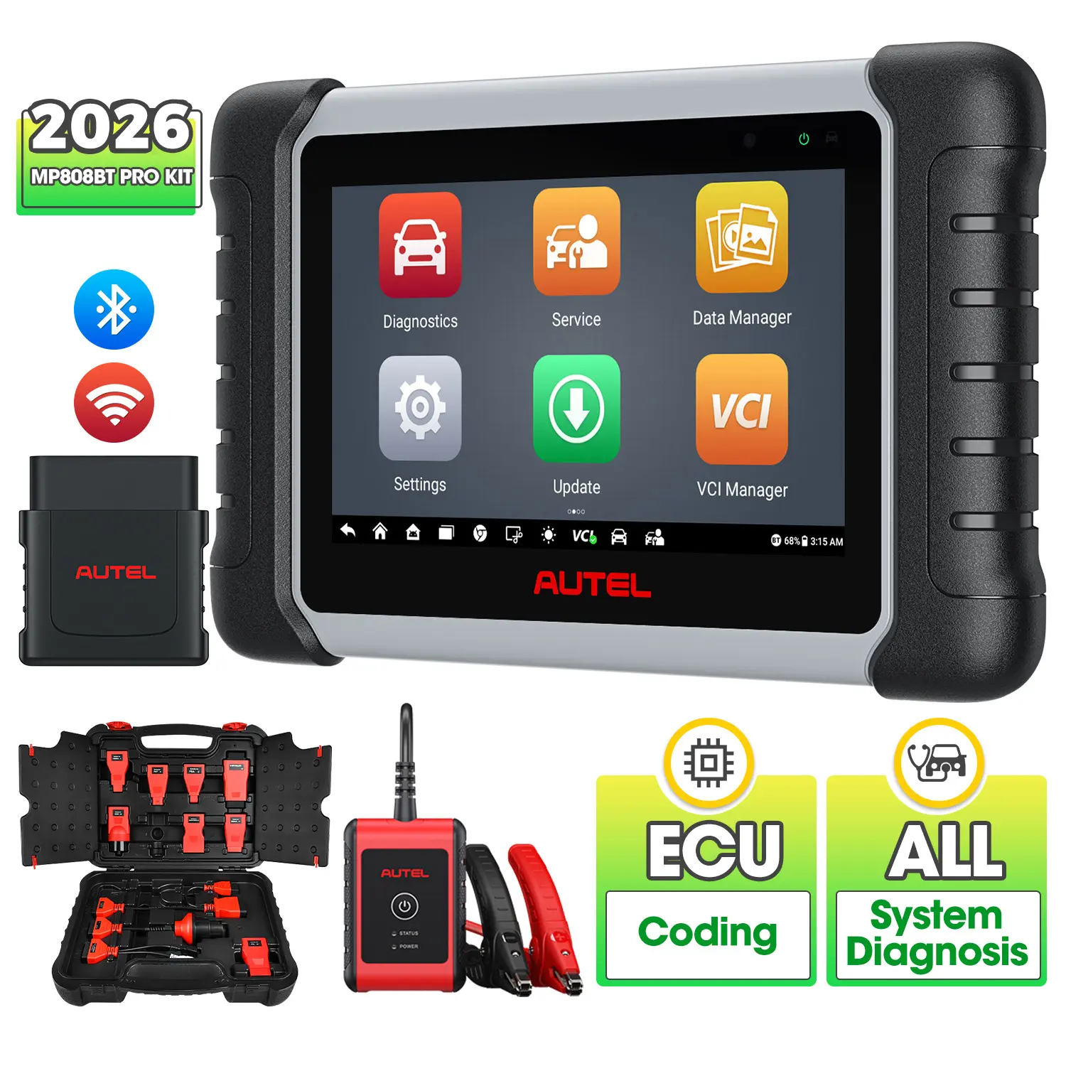 Autel MaxiPRO MP808BT Pro Kit Automotive Diagnostic Scanner with OBD1 Adapters, ECU Coding Unlock Hidden, OE-Level Diagnostics, Bi-Directional Control, Save $200 Value, Upgraded Ver. of MP808BT PRO/MP808S/DS808S-BT, Same As DS808S-BT Kit - Image 8