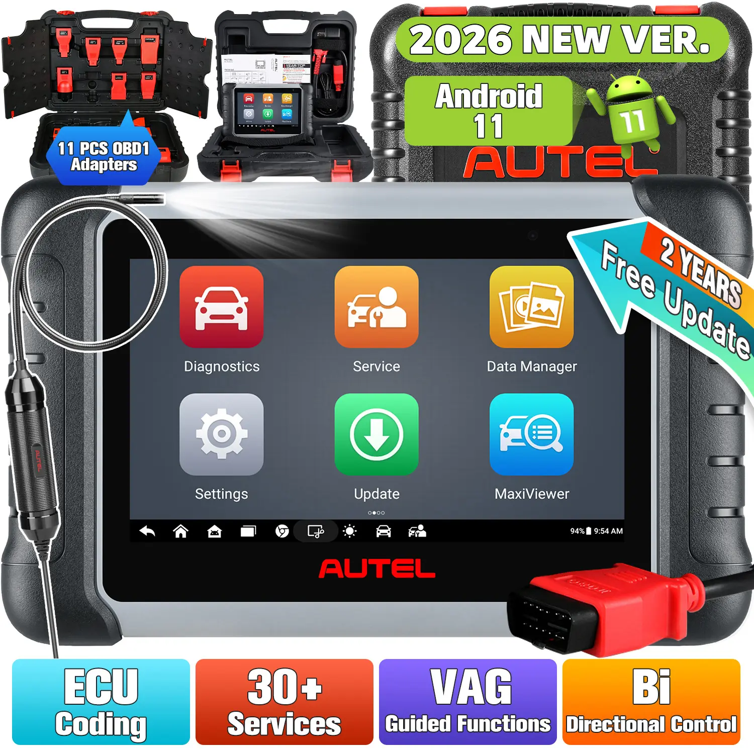 Autel MaxiPro MP808S Kit Car Diagnostic Scan Tool 2026, Advanced ECU Coding(Same as MS906BT/MS906 Pro), Non OBDII Adapters, Bi-Directional Control,  30+ Hot Services, Upgraded Ver. of Autel MP808S/MP808K/DS808 - Image 6