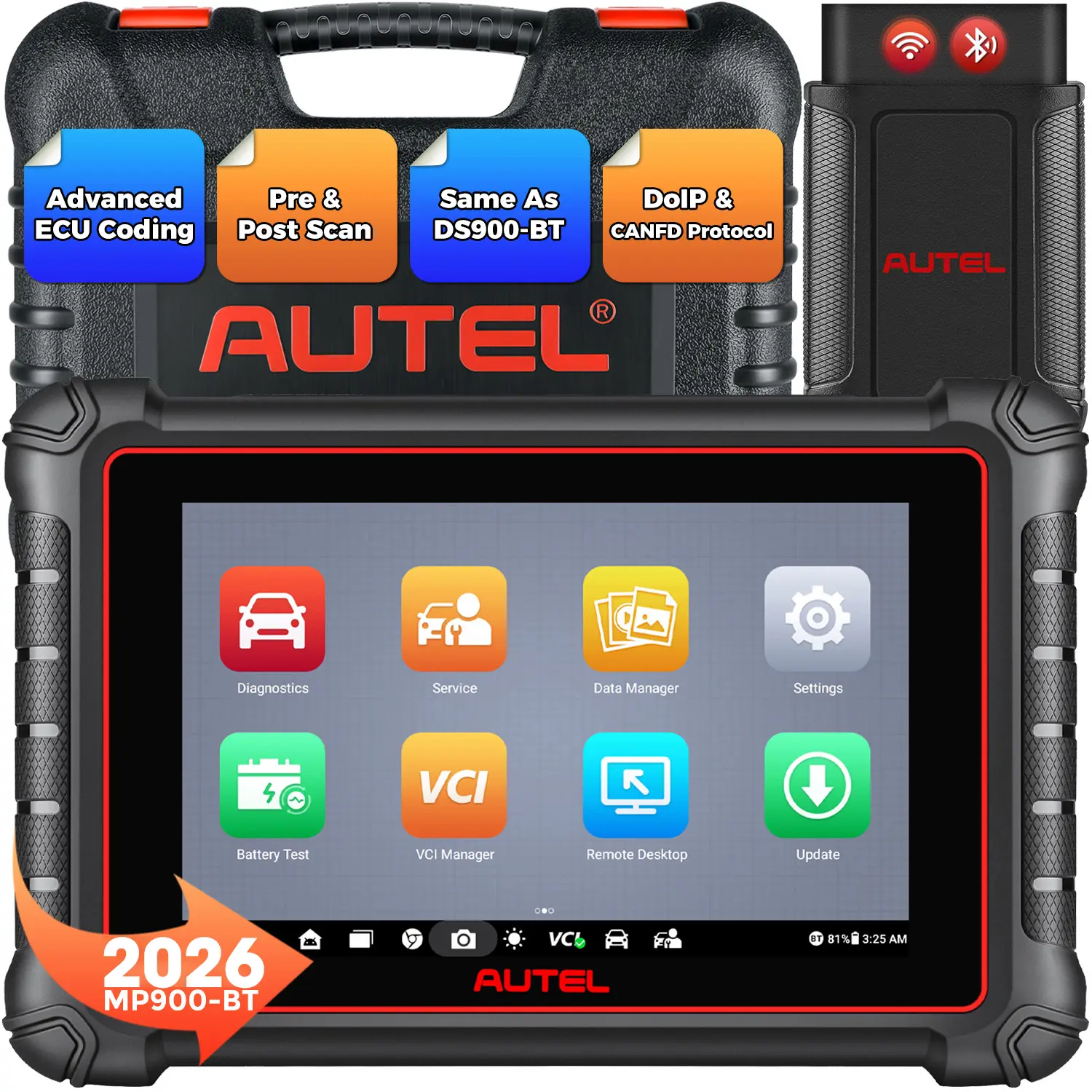 Autel MaxiPRO MP900BT / MP900Z-BT Diagnostic Scanner 2026 Newly Released, ECU Coding, All System Diagnostic, Pre & Post Scan, DoIP CAN FD Protocols Supported, Upgraded Ver. of MP808BT PRO - Image 7
