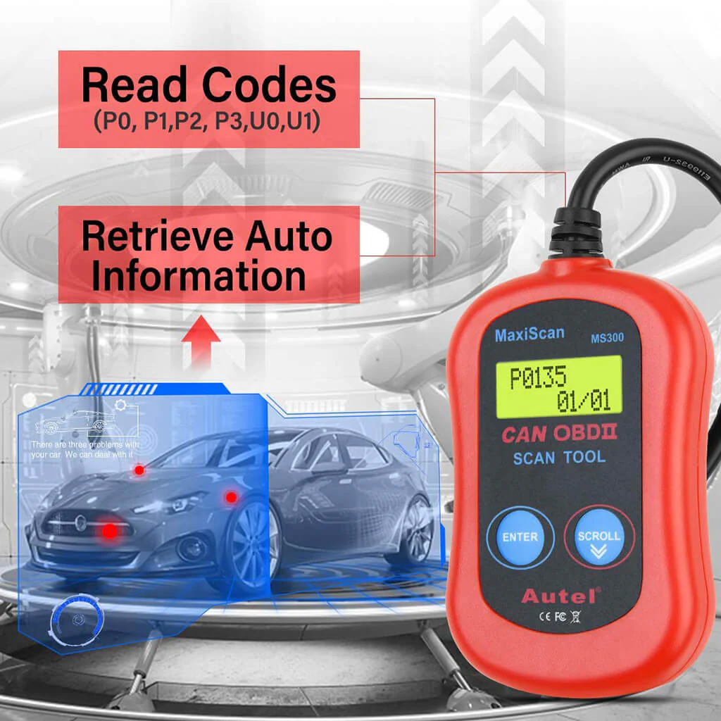 Autel MaxiScan MS300 OBD2 Code Reader/Scanner, Turn Off Engine Light, Read/ Erase Fault Codes, Check Emission Monitor Status - Image 5