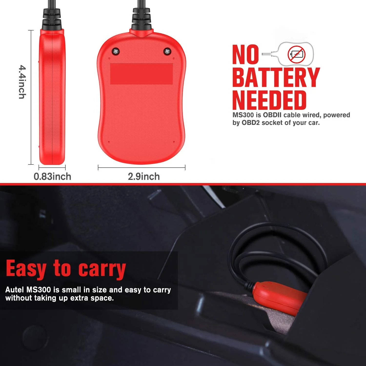 Autel MaxiScan MS300 OBD2 Code Reader/Scanner, Turn Off Engine Light, Read/ Erase Fault Codes, Check Emission Monitor Status - Image 6