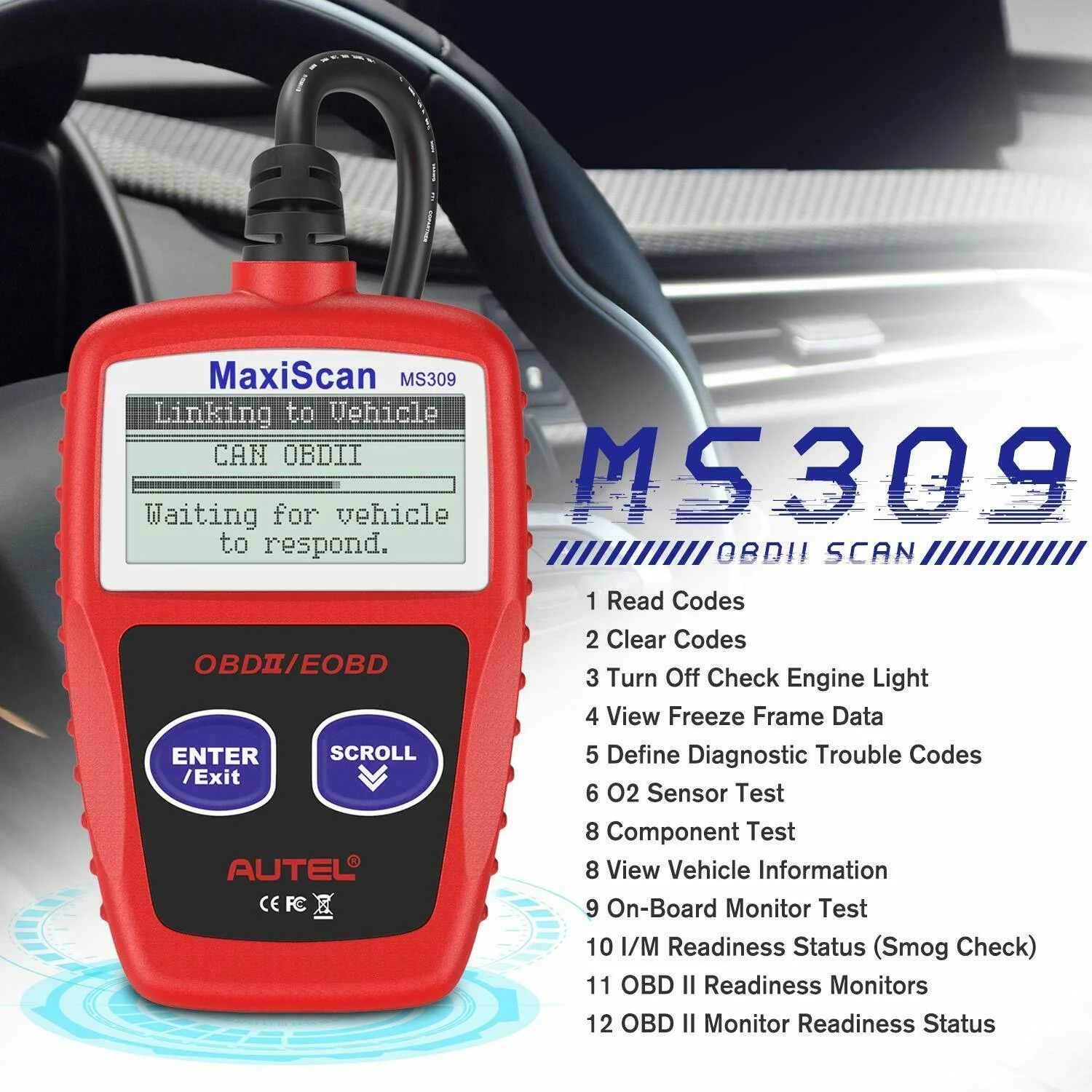Autel MaxiScan MS309 Car Code Reader Check/ Clear Engine Fault Codes Universal OBD2 Diagnostic Scanner - Image 3