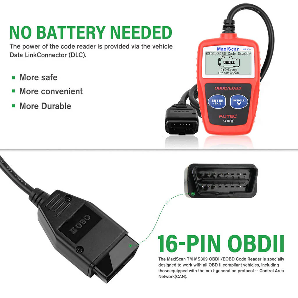 Autel MaxiScan MS309 Car Code Reader Check/ Clear Engine Fault Codes Universal OBD2 Diagnostic Scanner - Image 5