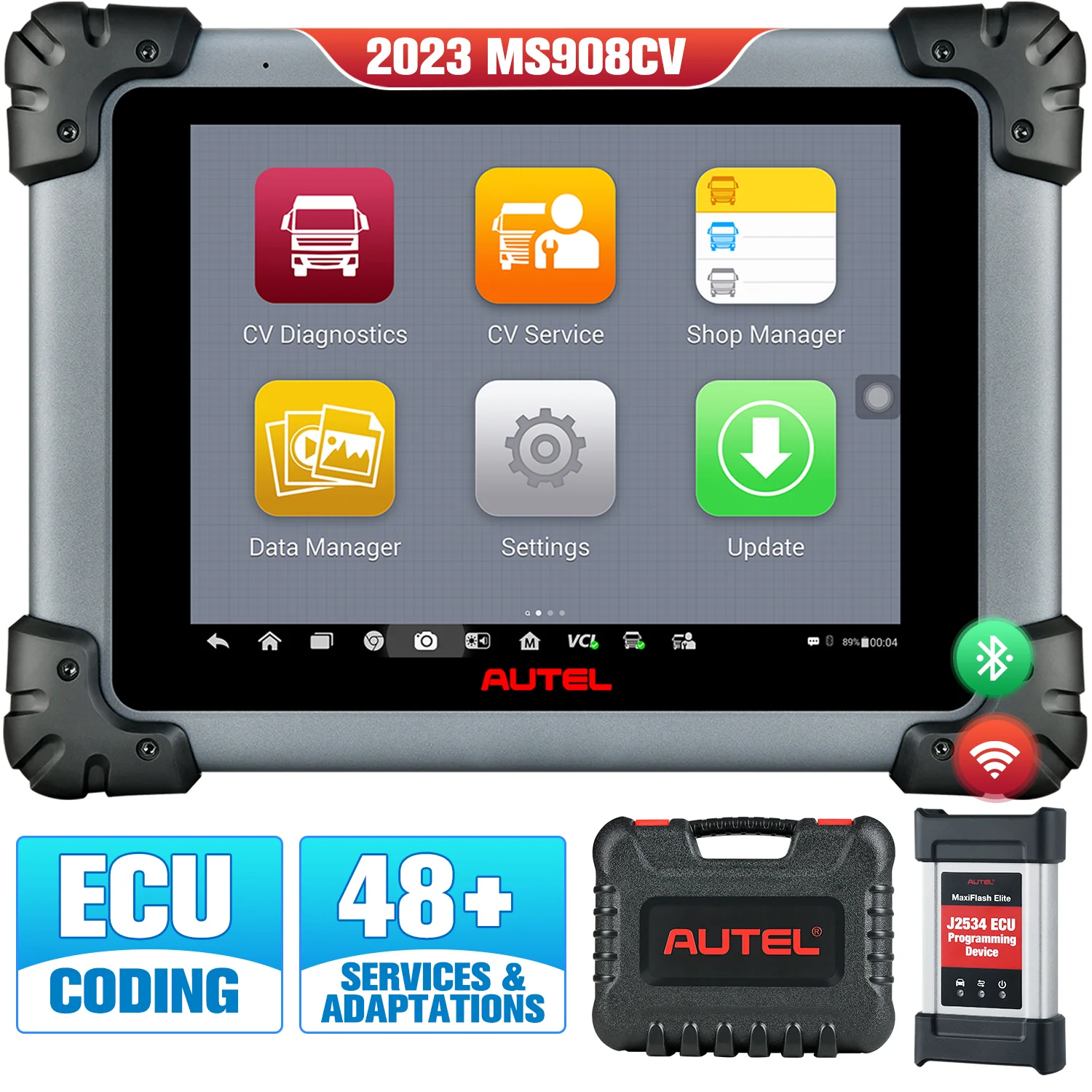 Autel Maxisys MS908CV 2023 Diagnostic Scanner For Heavy Duty Truck/ Semi Truck/ Commercial Cars, ECU Coding, Diesel Scanner for Commercial Vehicles With J2534 ECU Programming Tool - Image 6