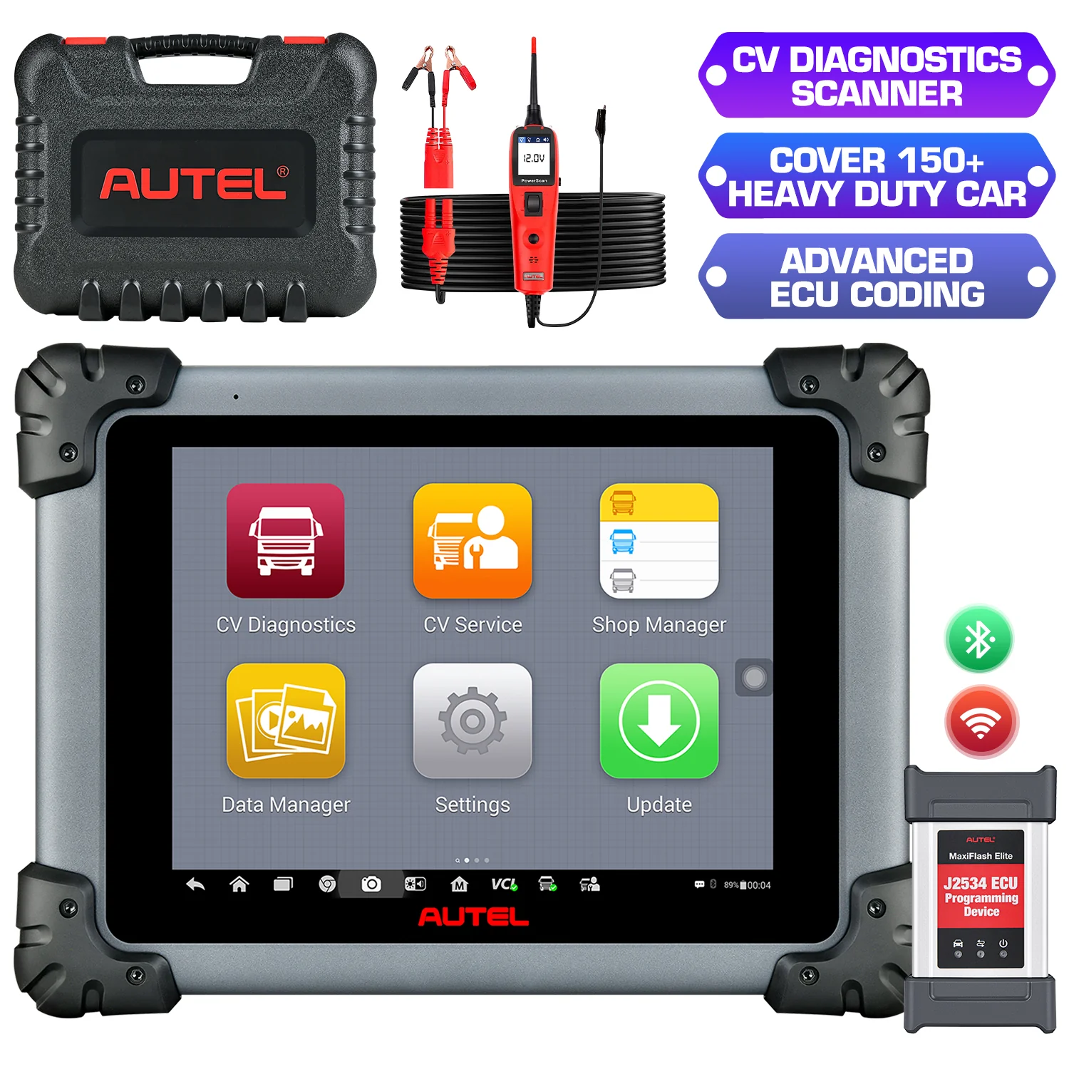 Autel Maxisys MS908CV 2023 Diagnostic Scanner For Heavy Duty Truck/ Semi Truck/ Commercial Cars, ECU Coding, Diesel Scanner for Commercial Vehicles With J2534 ECU Programming Tool - Image 8