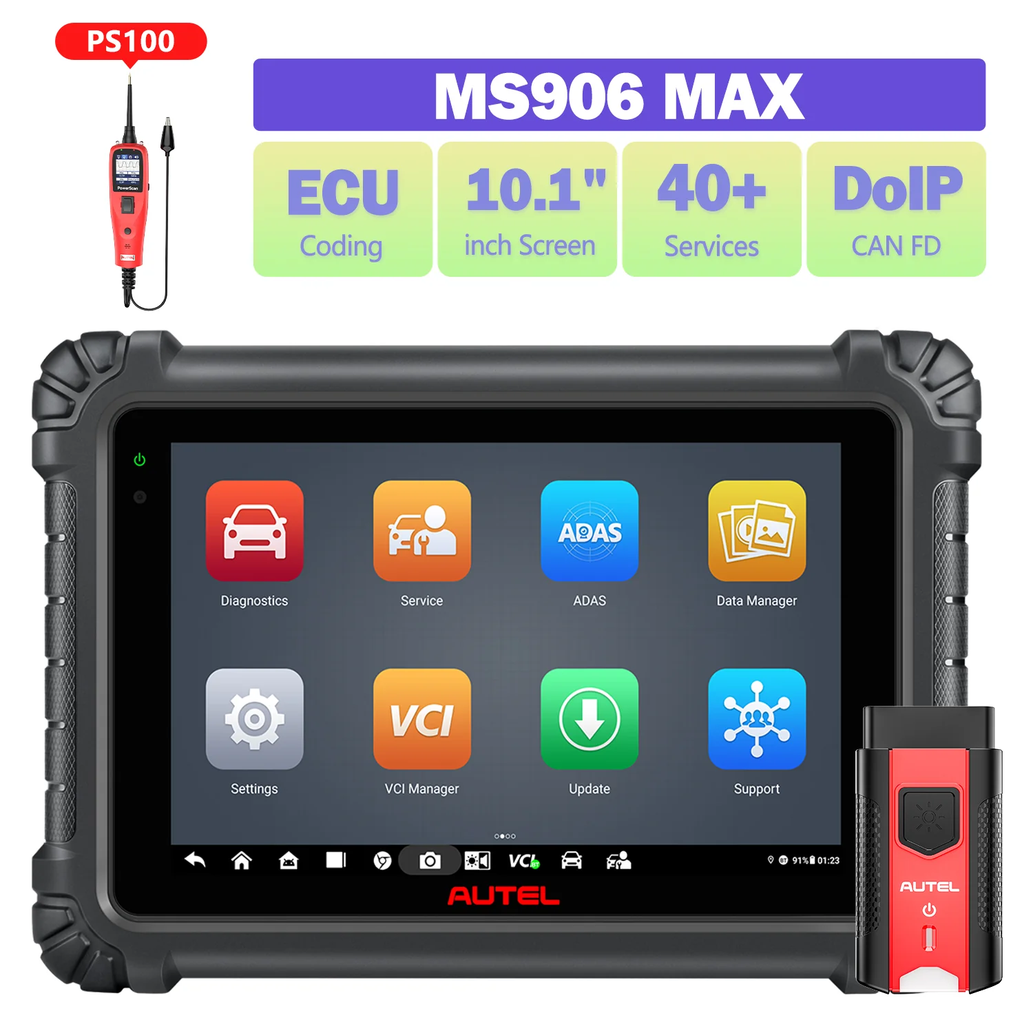 Autel Maxisys MS906 MAX MS906MAX Diagnostic Scanner, Big 10.1 Inches Screen Android 10.0, Support ECU Coding 40+ Services CAN FD & DoIP, Auto Scan 2.0, Bi-Directional Control, Upgrade of Autel MS906 PRO MS906BT - Image 5