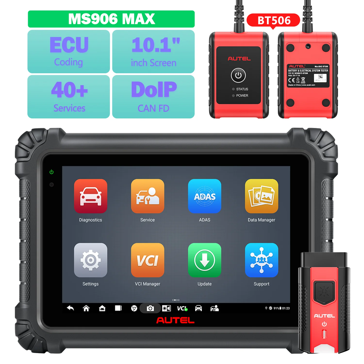 Autel Maxisys MS906 MAX MS906MAX Diagnostic Scanner, Big 10.1 Inches Screen Android 10.0, Support ECU Coding 40+ Services CAN FD & DoIP, Auto Scan 2.0, Bi-Directional Control, Upgrade of Autel MS906 PRO MS906BT - Image 6