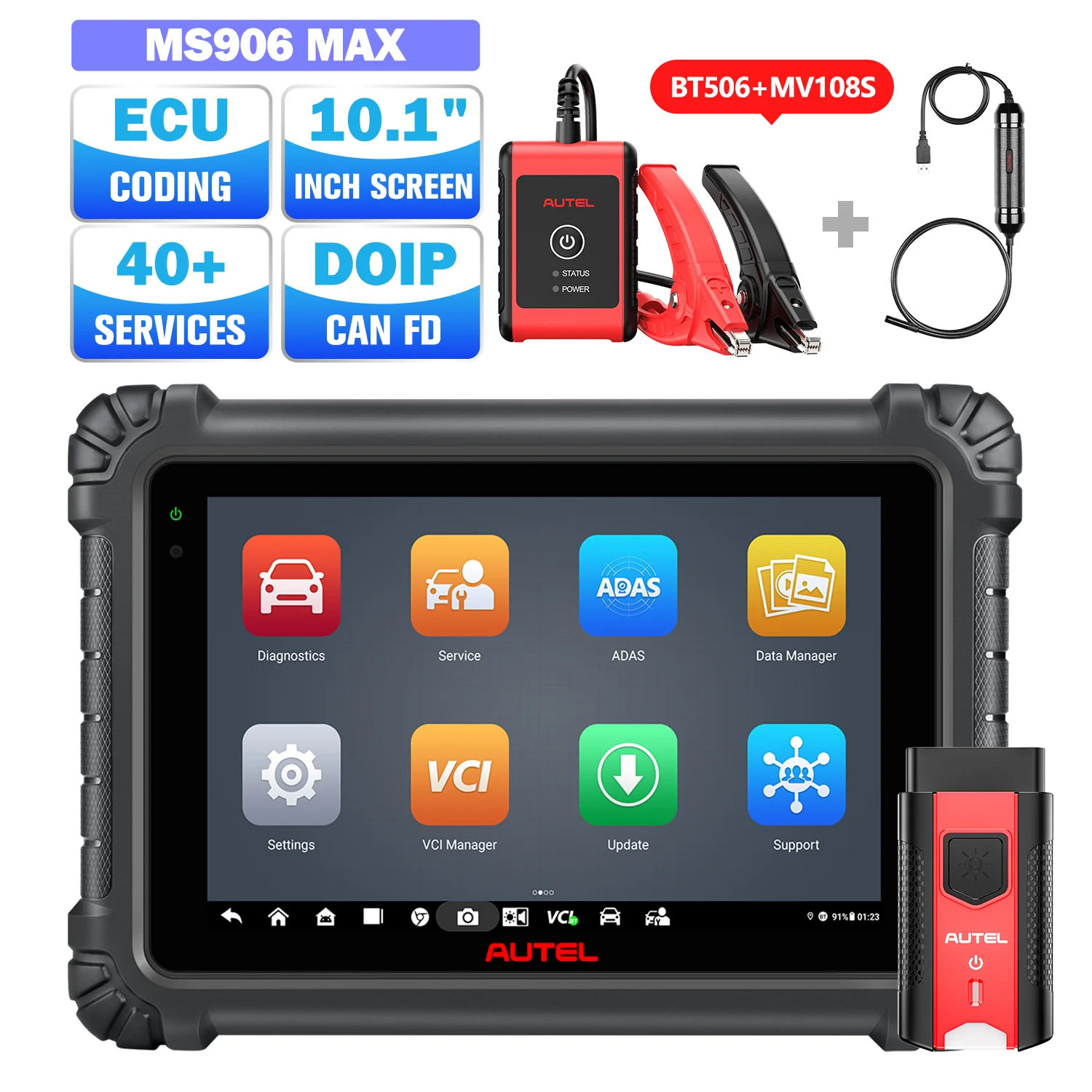 Autel Maxisys MS906 MAX MS906MAX Diagnostic Scanner, Big 10.1 Inches Screen Android 10.0, Support ECU Coding 40+ Services CAN FD & DoIP, Auto Scan 2.0, Bi-Directional Control, Upgrade of Autel MS906 PRO MS906BT - Image 7