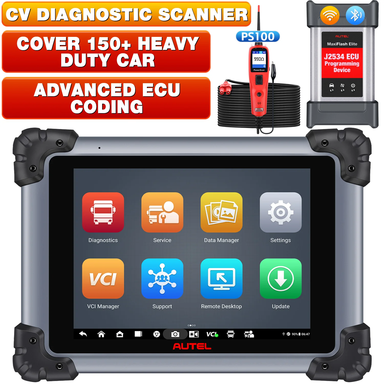 Autel Maxisys MS908CV II 2026 Diagnostic Scanner 24V HD Truck Scanner, Advanced ECU Coding, For Commercial Vehicles With J2534 ECU Programming Tool, Upgraded Ver. of Autel MS908CV - Image 10