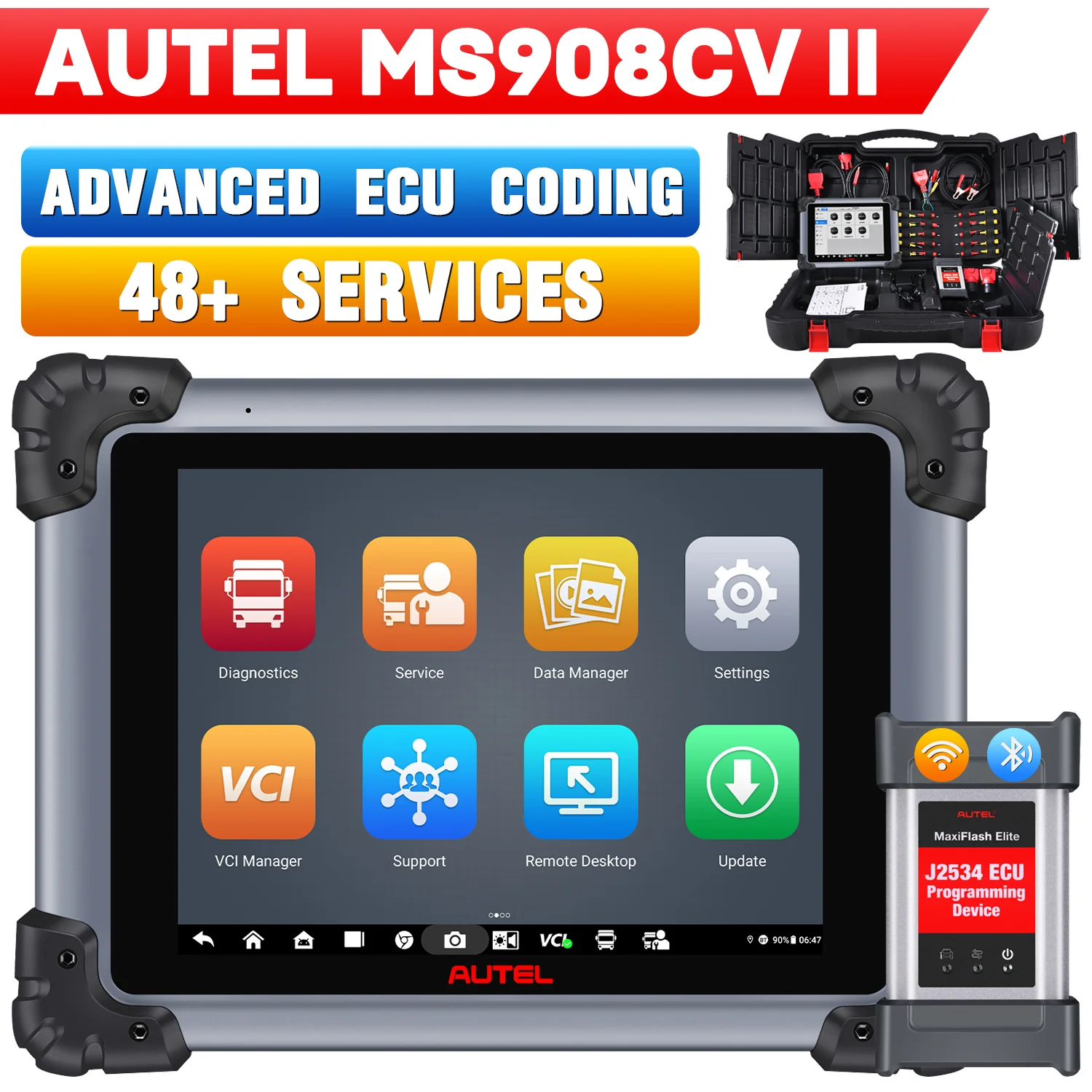 Autel Maxisys MS908CV II 2026 Diagnostic Scanner 24V HD Truck Scanner, Advanced ECU Coding, For Commercial Vehicles With J2534 ECU Programming Tool, Upgraded Ver. of Autel MS908CV - Image 8