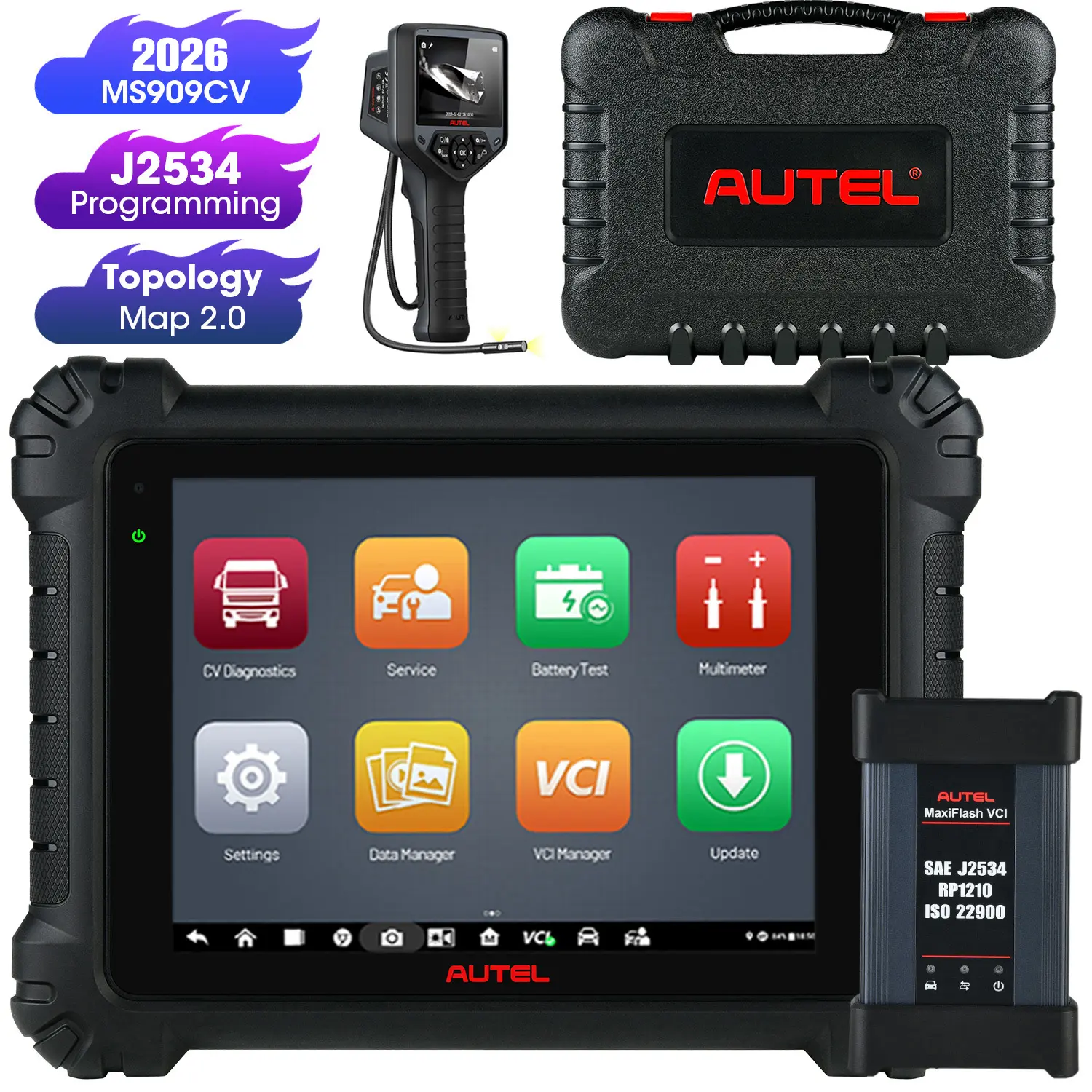 Autel MaxiSYS MS909CV 2026 Newest Heavy Duty Truck Diagnostic Scanner, ECU Programming, Topology Map 2.0, 36+ Special Functions & 23+ Adaptations, Upgraded Ver. of MS908CV (US Shipping Only) - Image 8