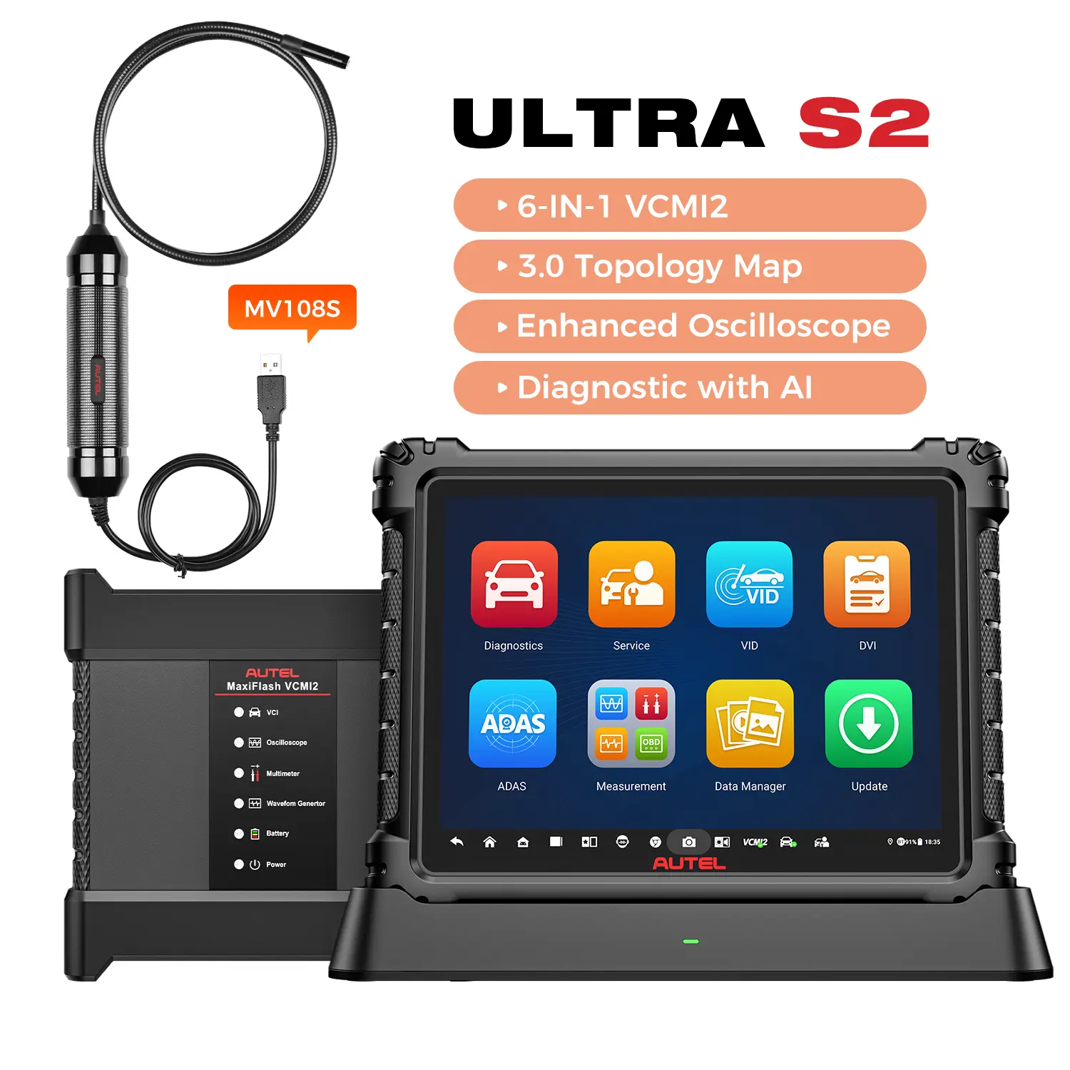 Autel MaxiSys Ultra S2 Diagnostic Scanner With AI, Large Storage 512GB, 6-In-1 VCMI2 Advanced Oscilloscope & Topology Map 3.0, Supports Wi-Fi 6, Upgraded of Autel Ultra MS909S2 MS919S2(US Shipping Only&Auto 5% Off) - Image 12