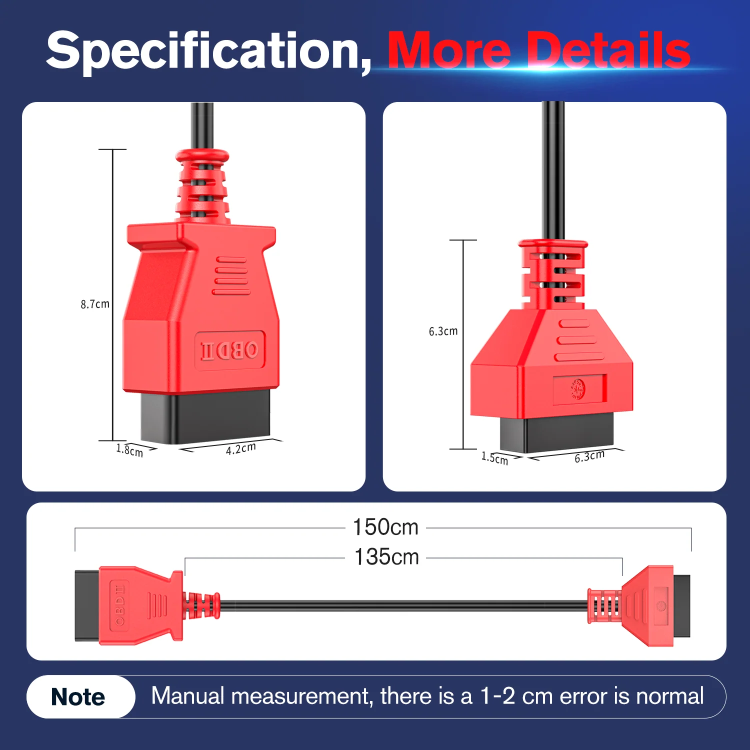 Autel OBD2 Extension Cable 1.5m/5ft, Full 16 Pin Male to Female OBDII Diagnostic Extension Cord Adapter for All OBD2 Vehicles - Image 5