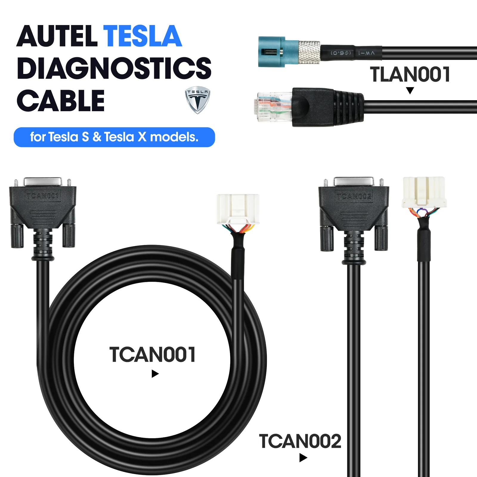 Autel Tesla Diagnostic Cables Set for Tesla S & Tesla X New Energy Vehicles, Tesla OBD2 Diagnostic Tools Adapter for Autel MaxiSys Ultra EV/ Ultra/ MS909/ MS919/ MS908S Pro II/ Elite II Pro Tablets - Image 3