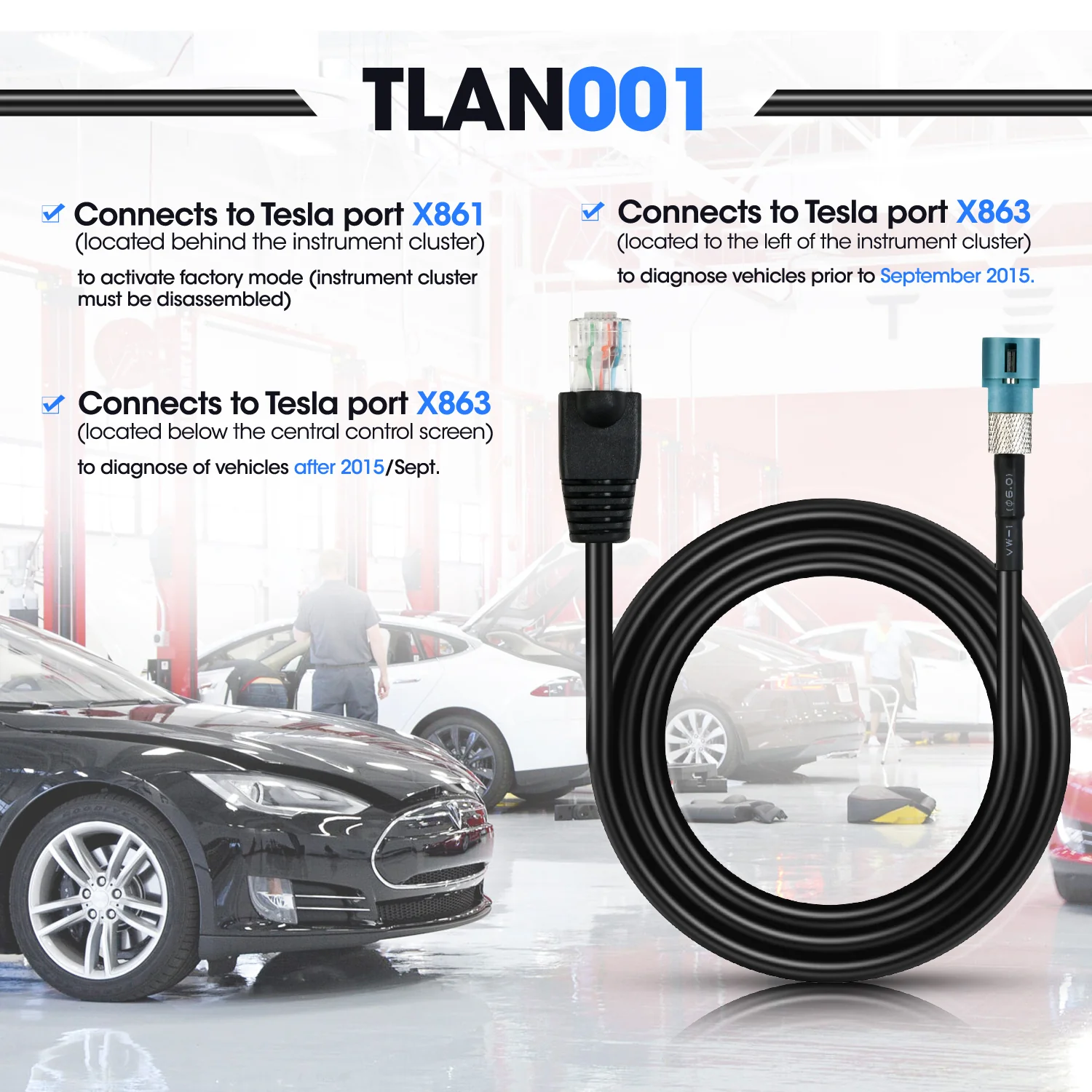 Autel Tesla Diagnostic Cables Set for Tesla S & Tesla X New Energy Vehicles, Tesla OBD2 Diagnostic Tools Adapter for Autel MaxiSys Ultra EV/ Ultra/ MS909/ MS919/ MS908S Pro II/ Elite II Pro Tablets - Image 4