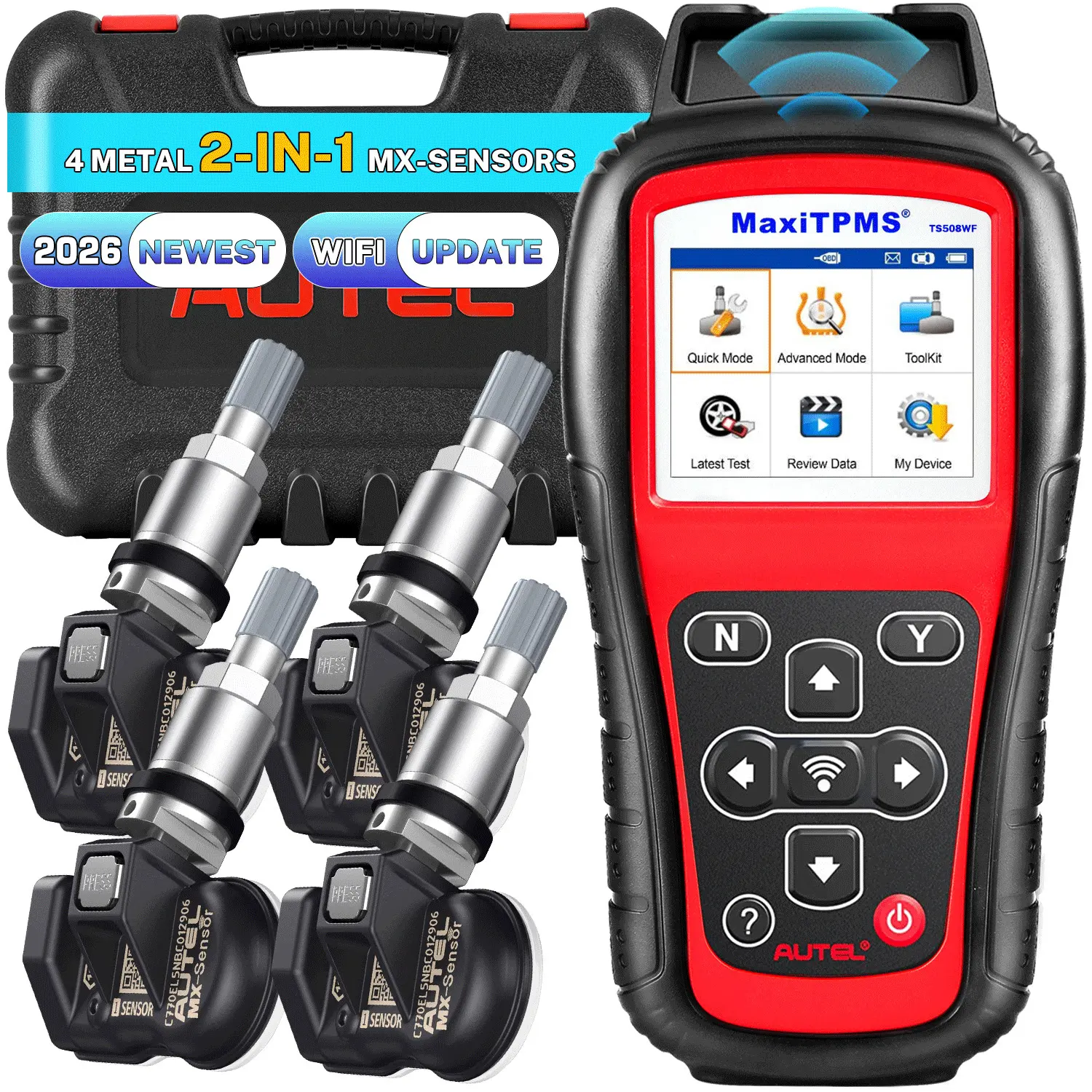 Autel MaxiTPMS TS508WF TS508 WF KIT TPMS Diagnostic Service Tool Support Tire Sensor Reset, Activate, Program and Relearn with 4pc Sensors, Upgrade Version of TS508 - Image 3