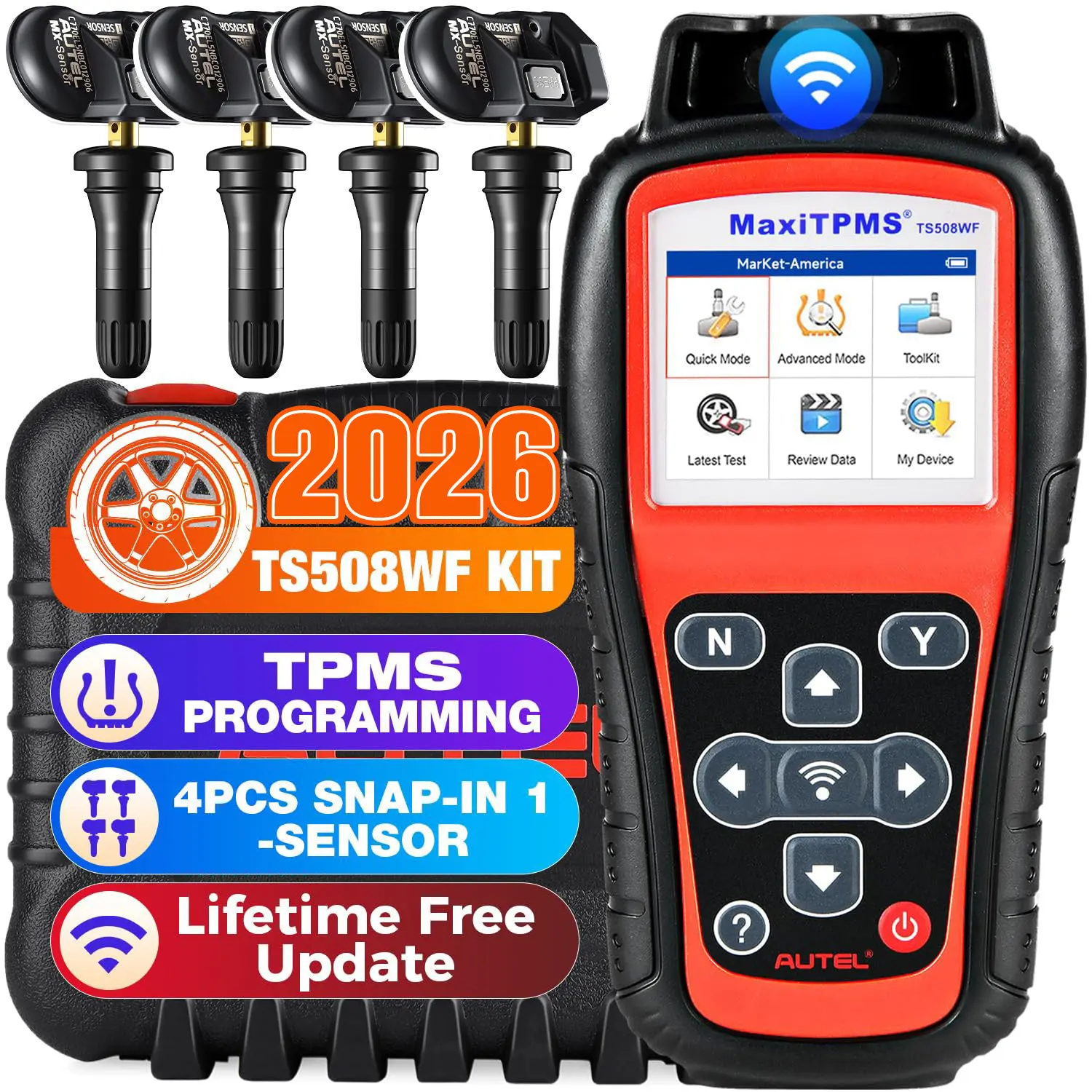 Autel MaxiTPMS TS508WF TS508 WF KIT TPMS Diagnostic Service Tool Support Tire Sensor Reset, Activate, Program and Relearn with 4pc Sensors, Upgrade Version of TS508 - Image 4