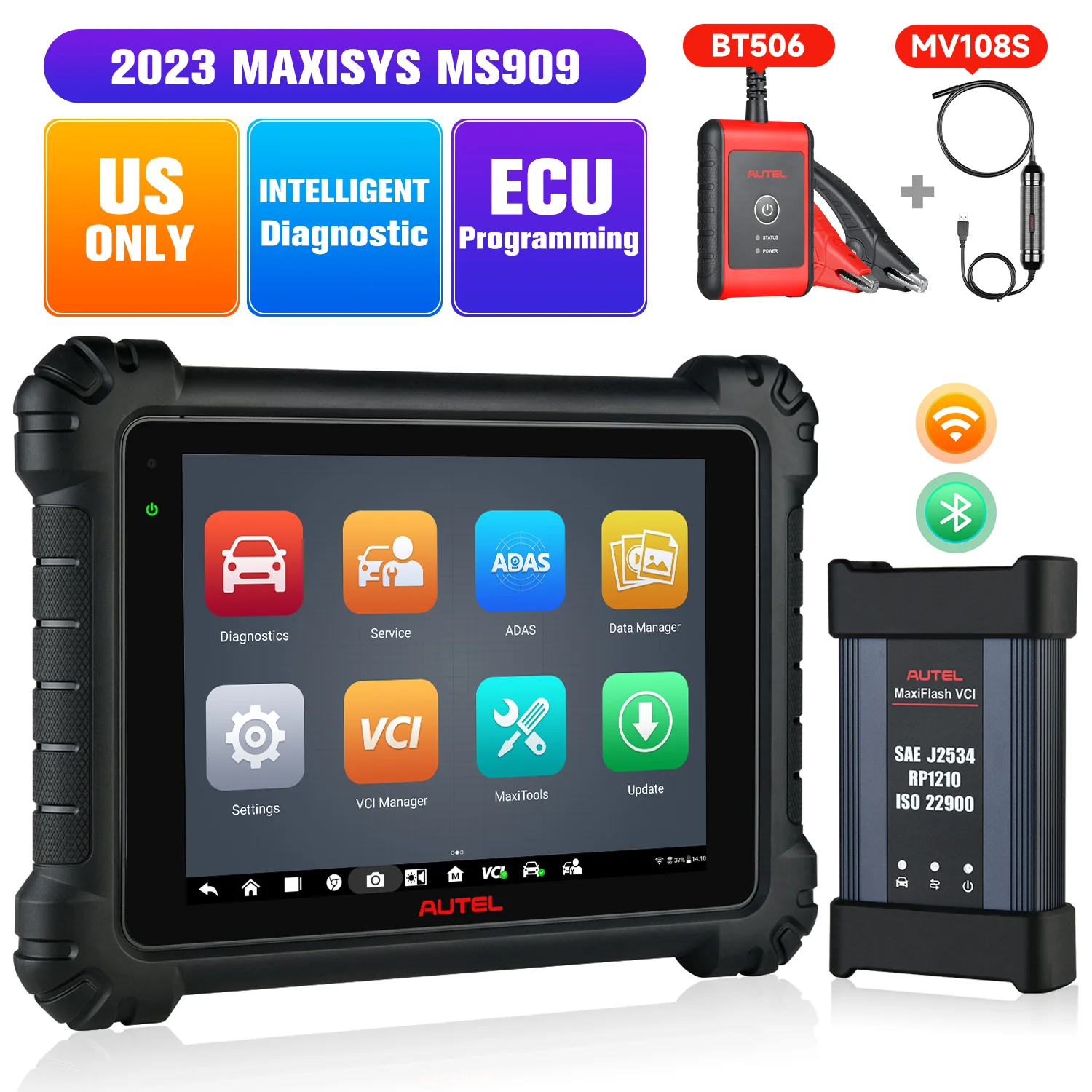 Autel Maxisys MS909 Intelligent Diagnostic Tool, MaxiFlash VCI, Advanced ECU Programming& Coding, Module Topology, Bi-Directional Control, Repair Tips, 36+ Service Function - Image 10
